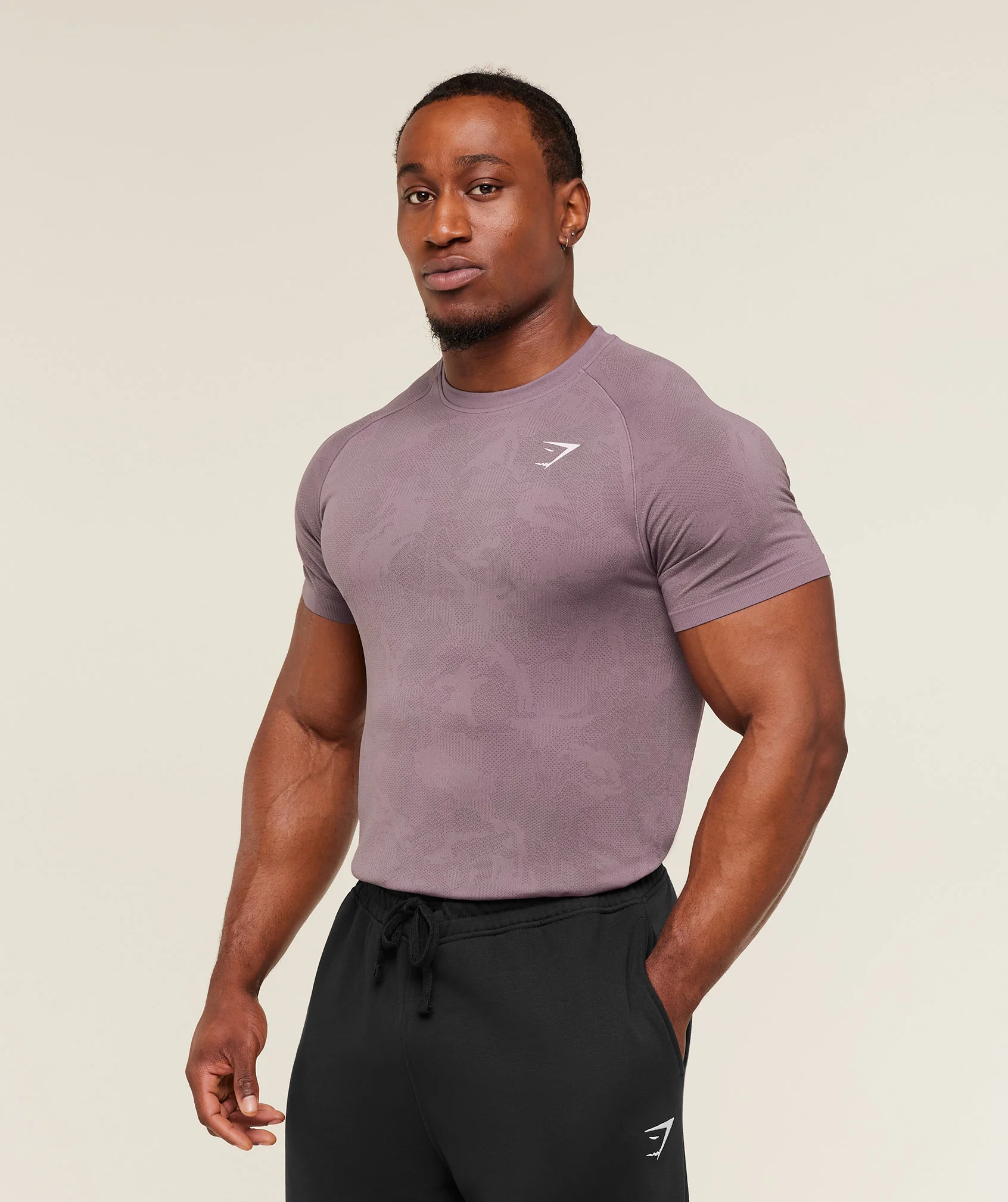 Gymshark Geo Seamless T-Shirt - Dusk Purple / Cool Brown - Image 4