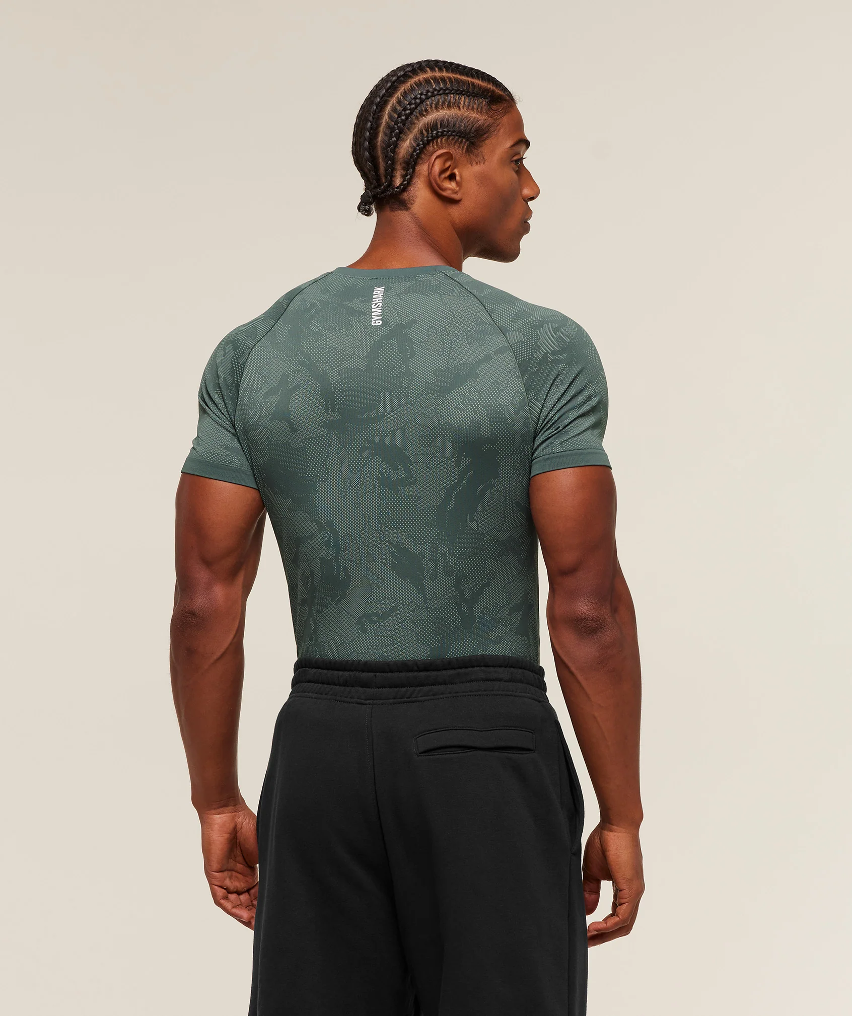 Gymshark Geo Seamless T-Shirt - Slate Teal/Denim Grey - Image 2