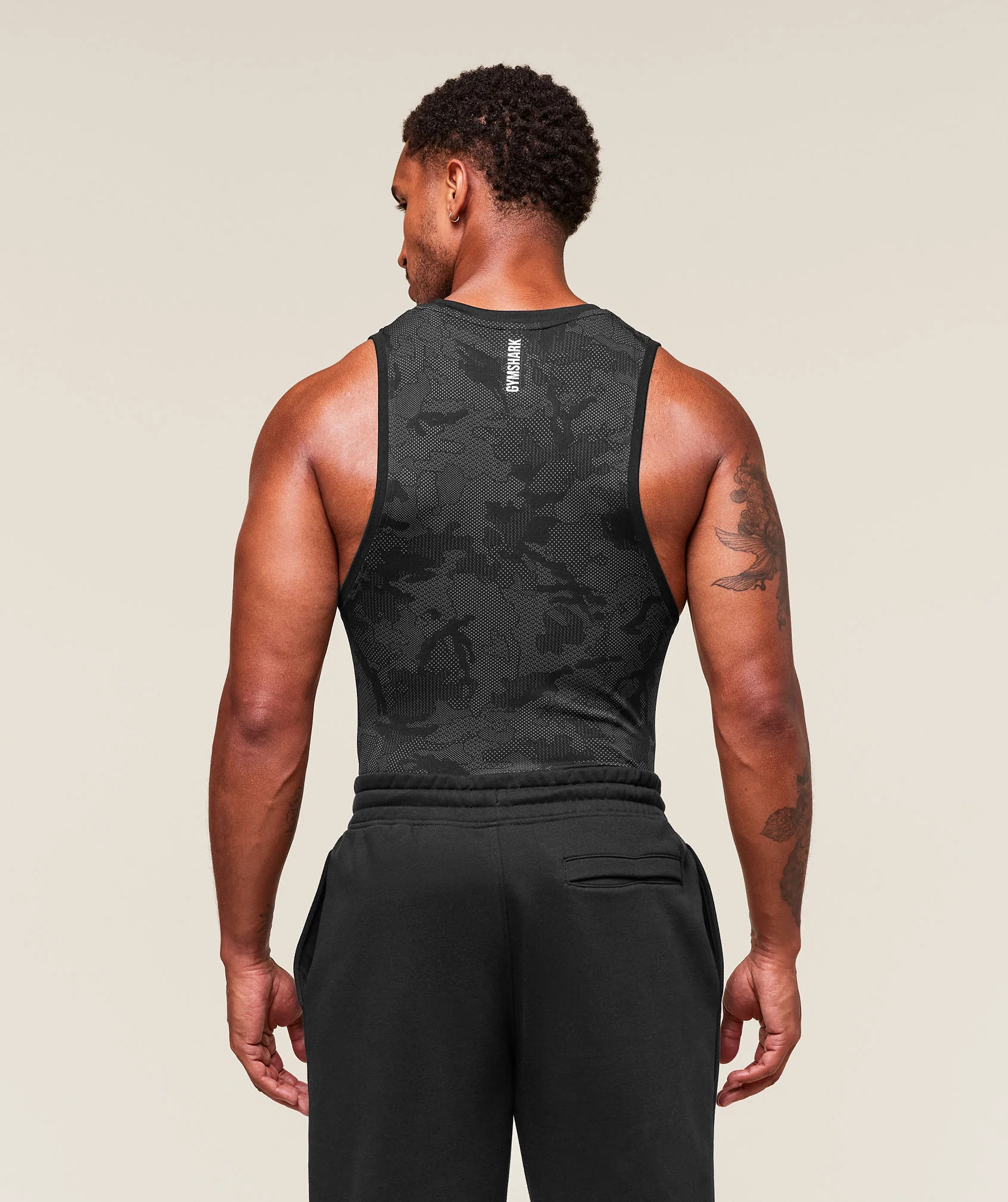 Gymshark Geo Seamless Tank - Black/Charcoal Grey - Image 2