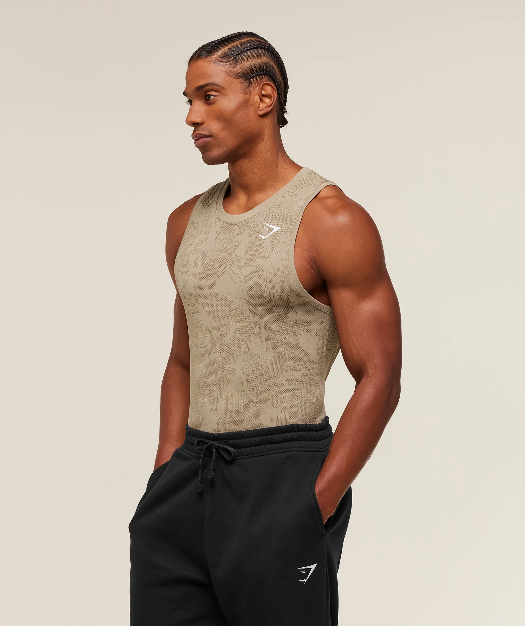 Gymshark Geo Seamless Tank - Cement Brown/Soul Brown - Image 3