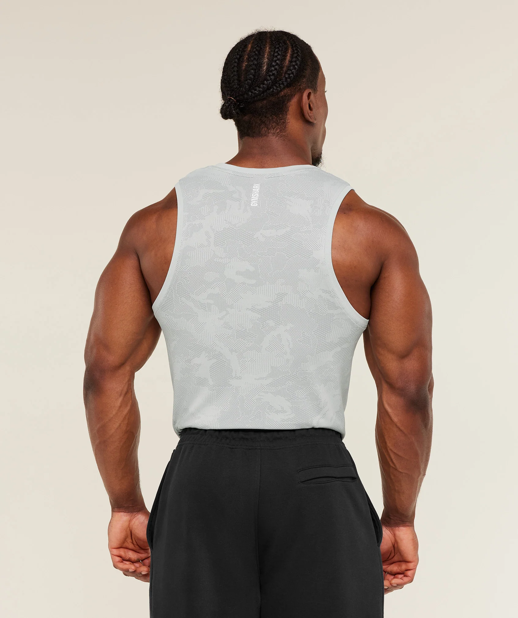 Gymshark Geo Seamless Tank - Light Grey/Smokey Grey - Image 2