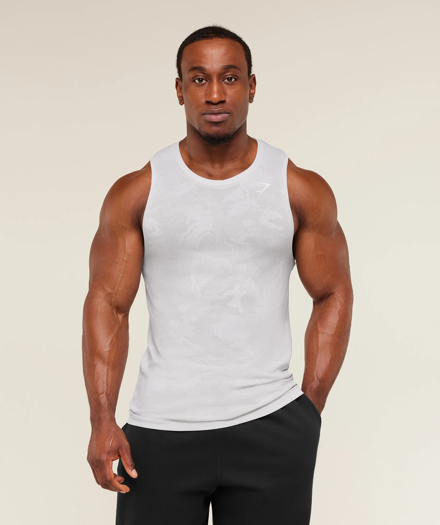 Gymshark Geo Seamless Tank - White/Light Grey - Image 6