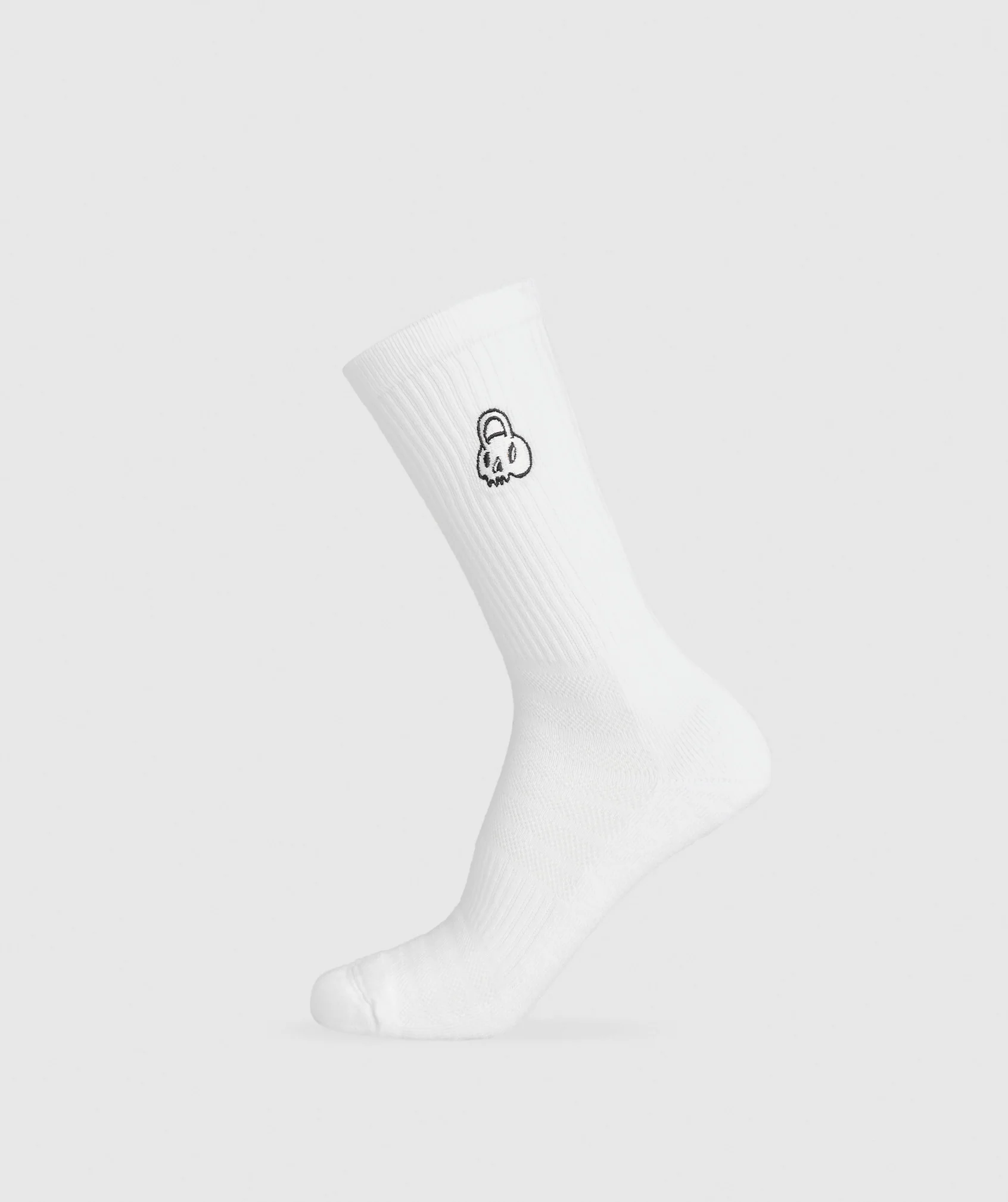 Gymshark Graphic Kettlebell Crew Sock Single - White