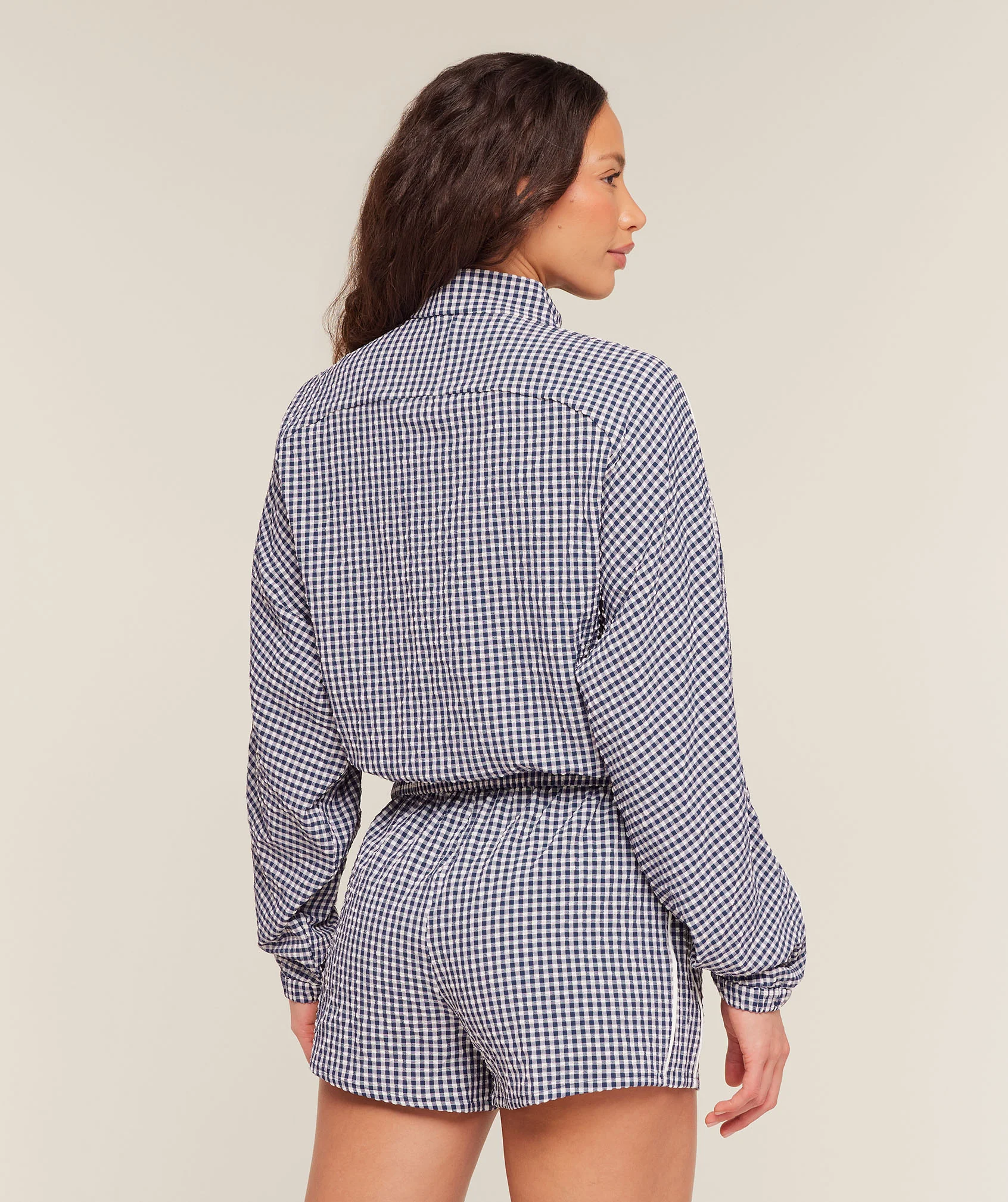 Gymshark Gingham Track Jacket - Indigo Purple/Soft White - Image 2