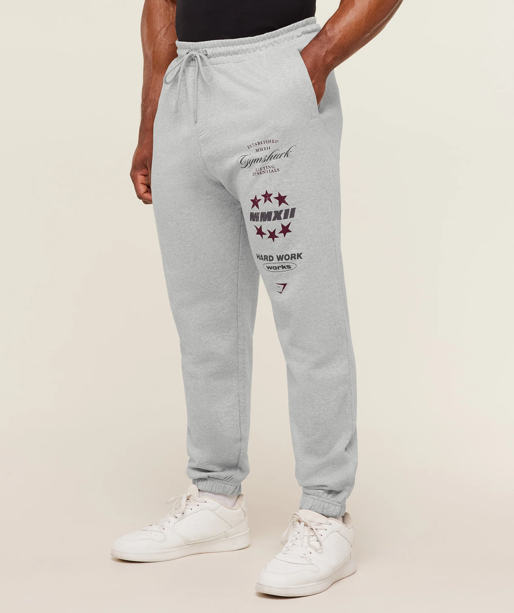 Gymshark Global Lifting Graphic Pants - Light Grey Core Marl - Image 3
