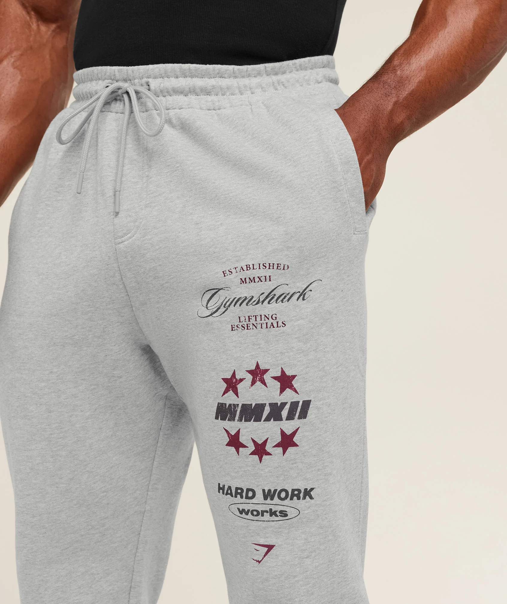 Gymshark Global Lifting Graphic Pants - Light Grey Core Marl - Image 4