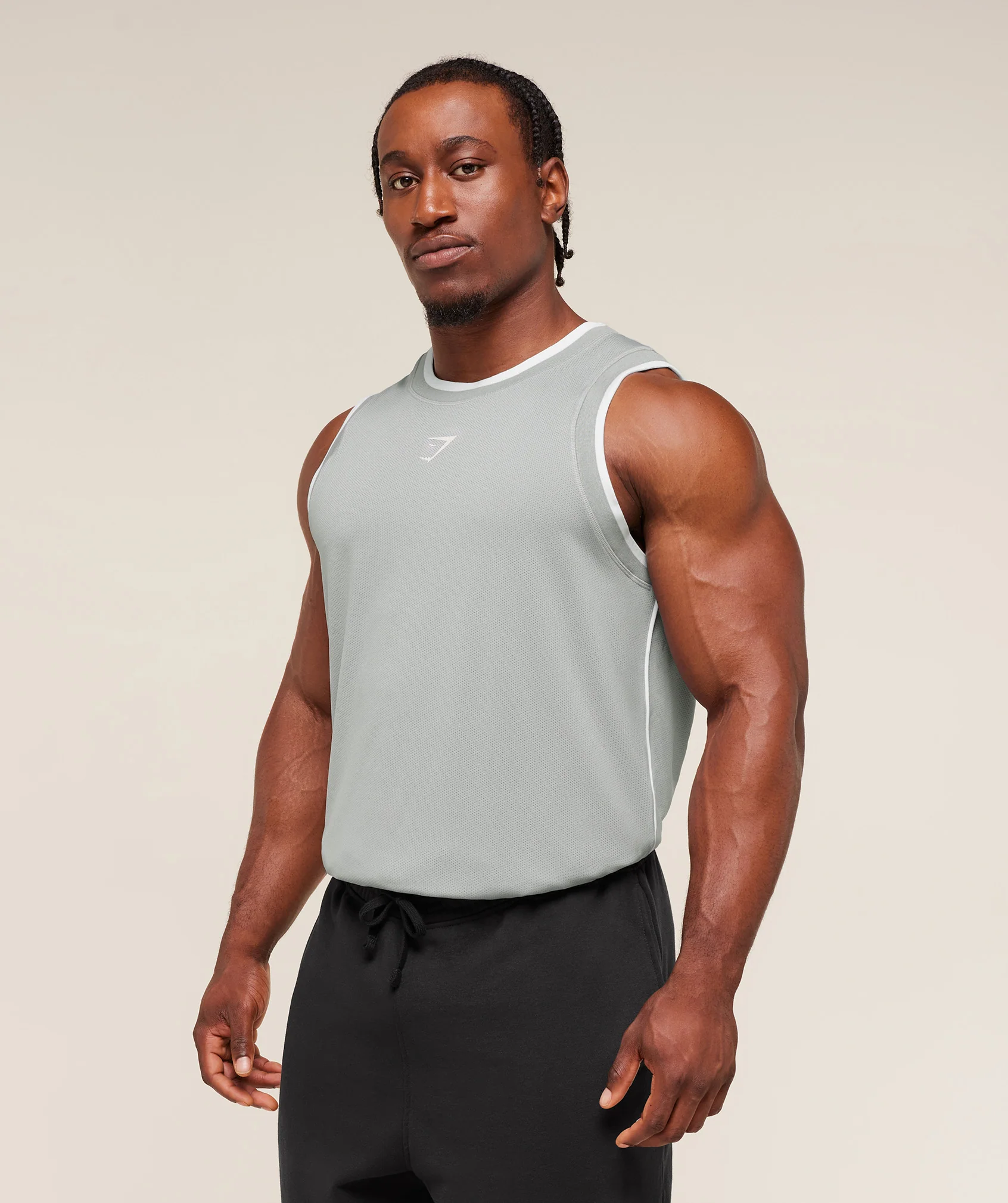 Gymshark Graphic Basketball Mesh Tank - Silver Grey - Image 3