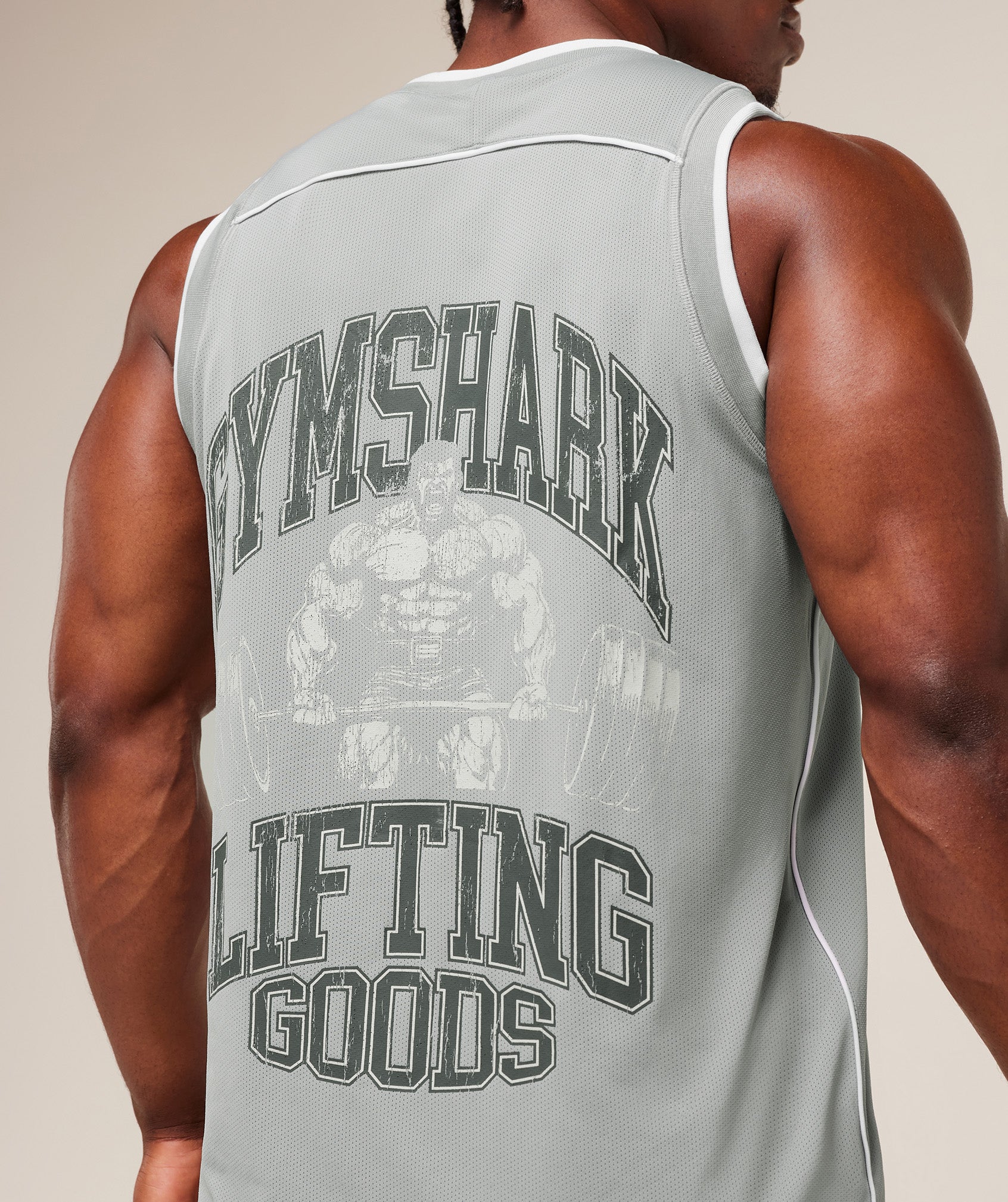 Gymshark Graphic Basketball Mesh Tank - Silver Grey - Image 5