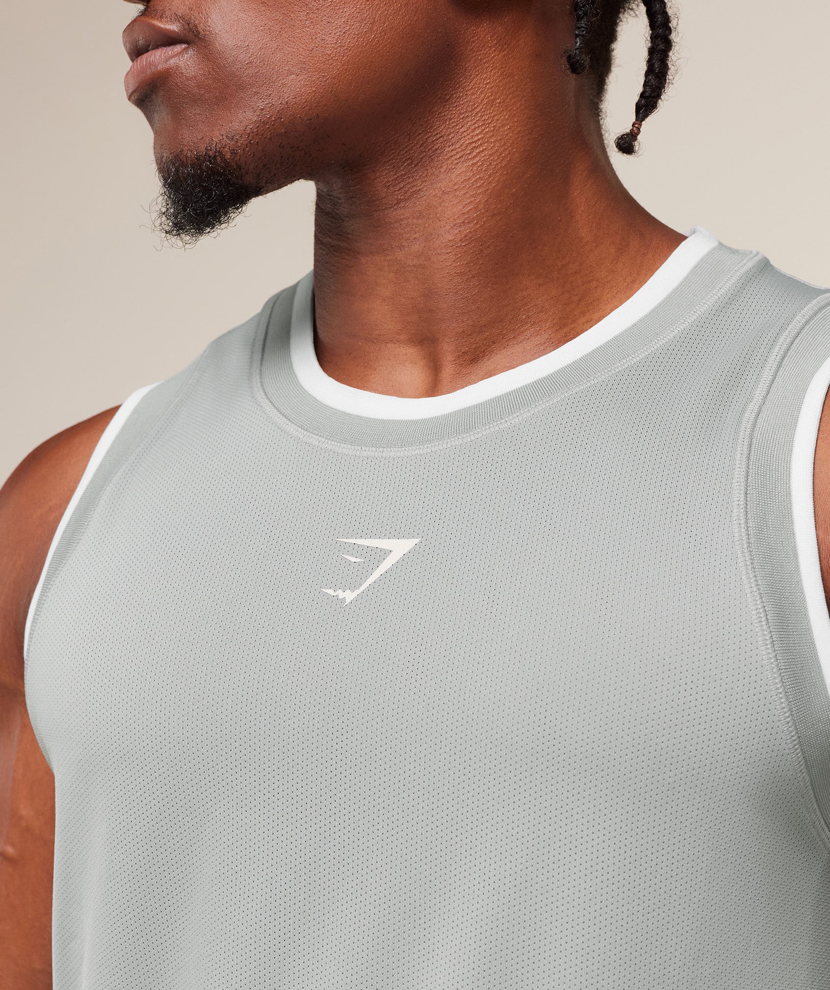 Gymshark Graphic Basketball Mesh Tank - Silver Grey - Image 7
