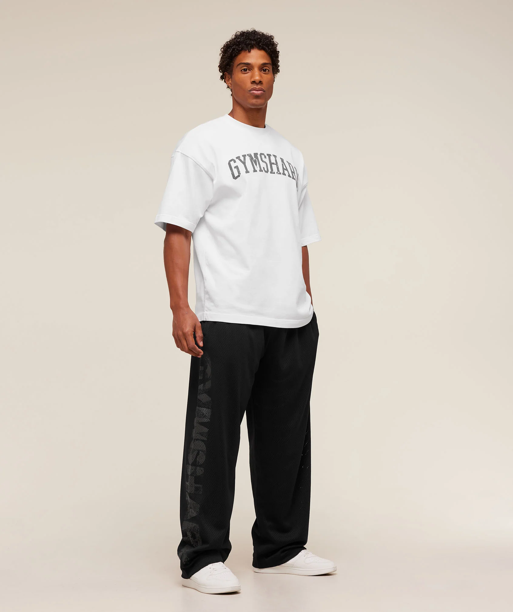 Gymshark Graphic Wordmark Mesh Wide Leg Pants - Black - Image 6
