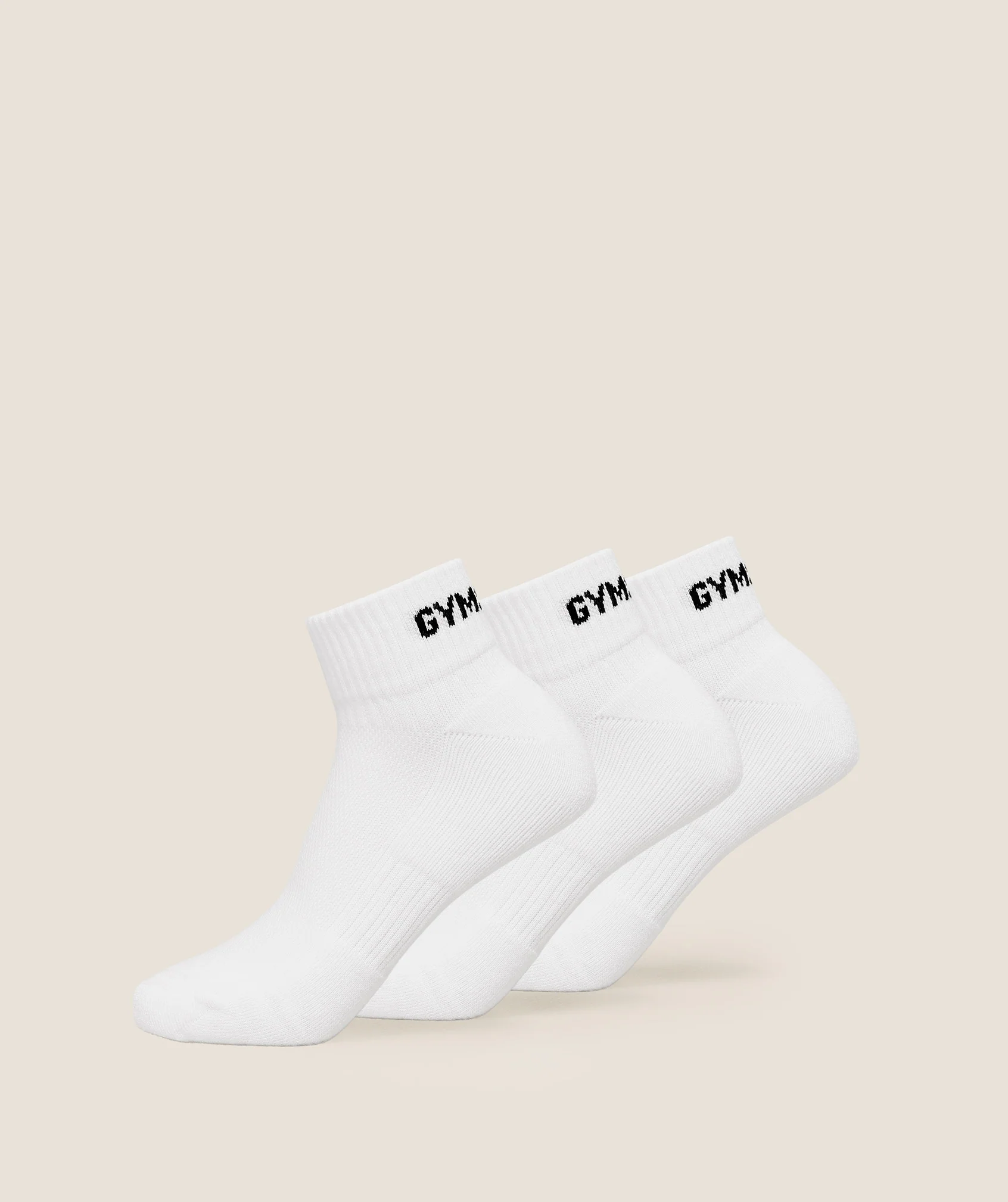 Gymshark Jacquard Quarter Socks 3pk - White