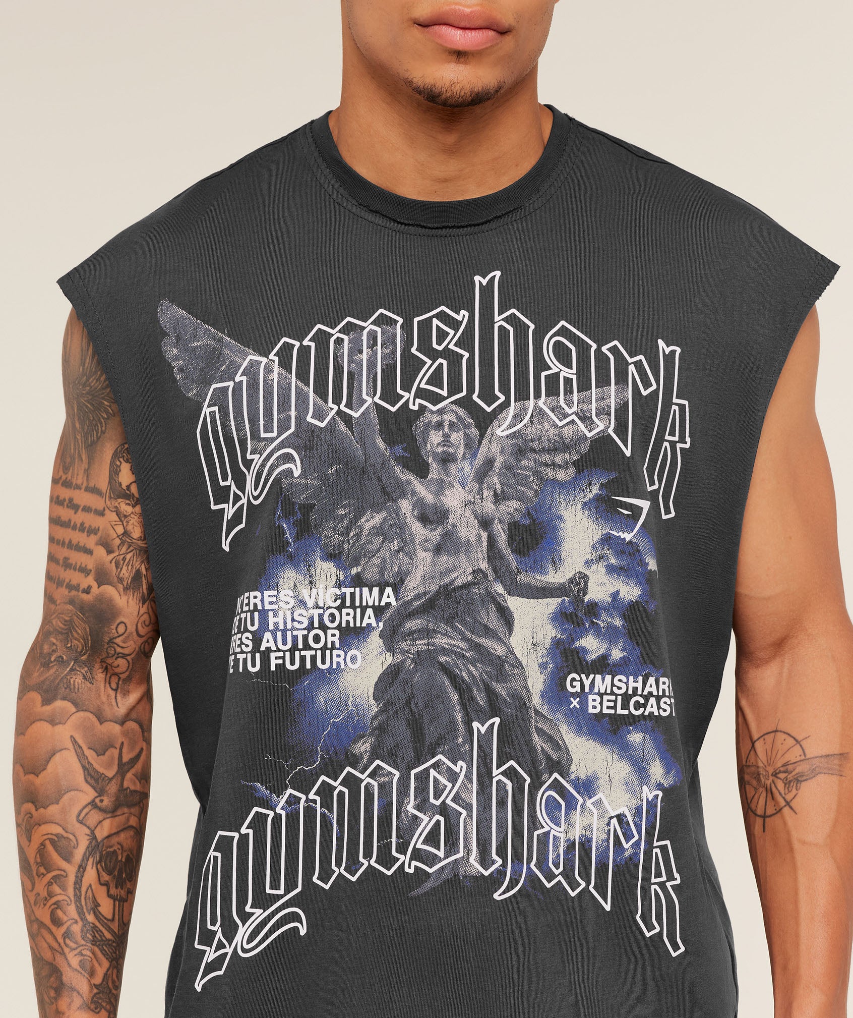 Gymshark x Carlos Belcast Cut off Tee - Grey - Image 5