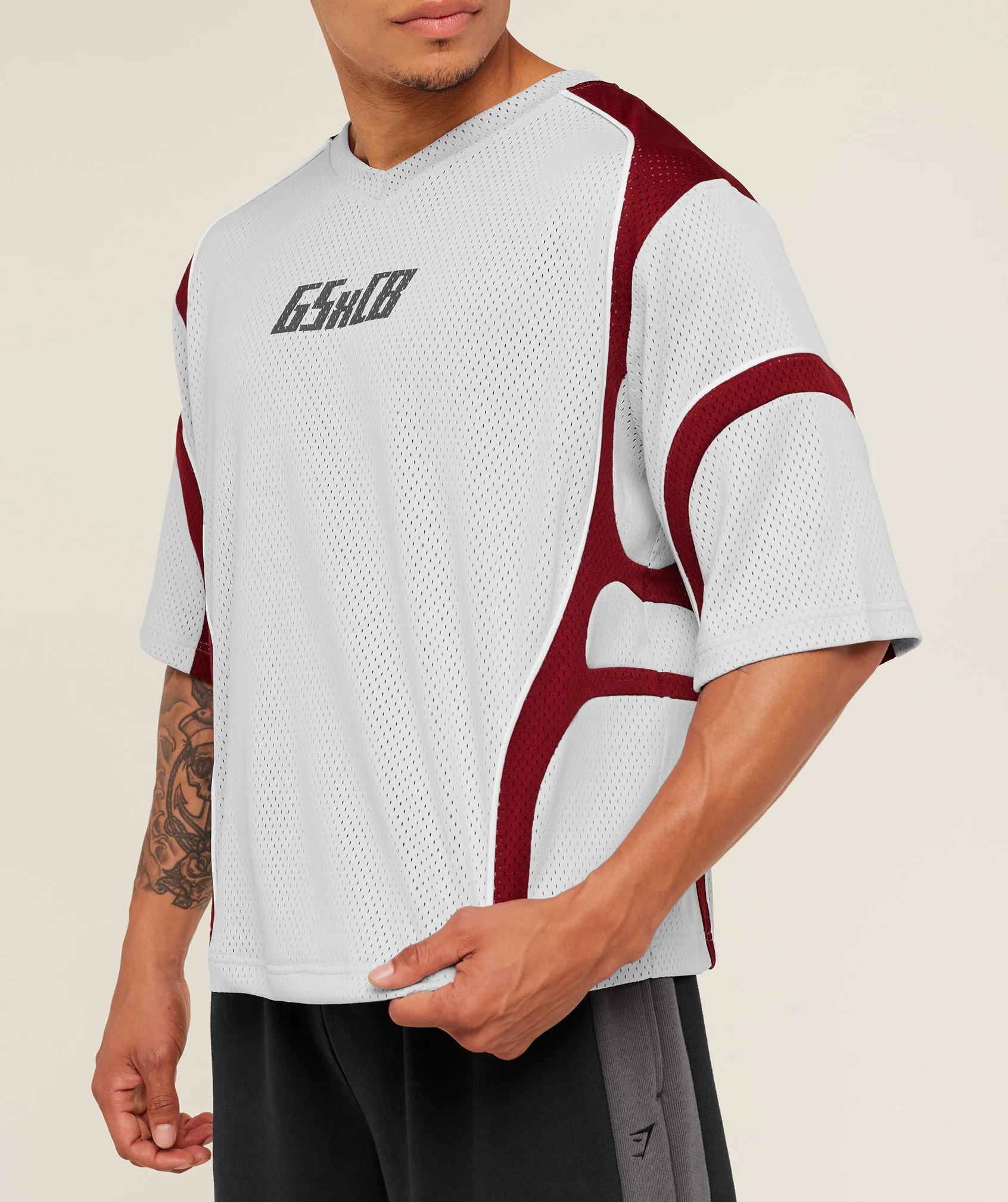 Gymshark x Carlos Belcast Mesh Jersey - Light Grey - Image 6