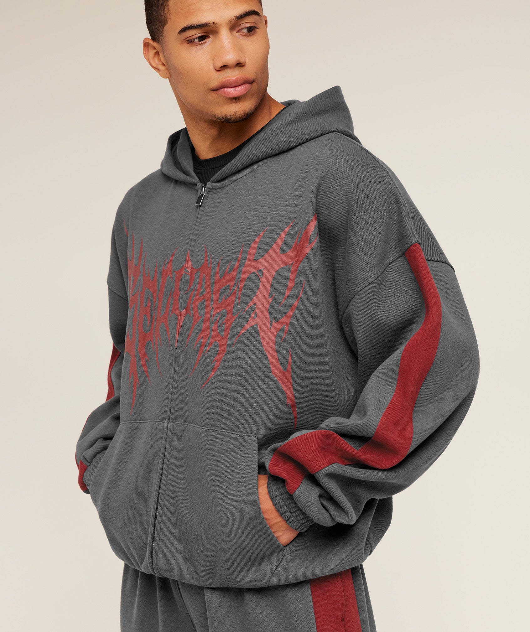 Gymshark x Carlos Belcast Zip Up Hoodie - Grey - Image 3