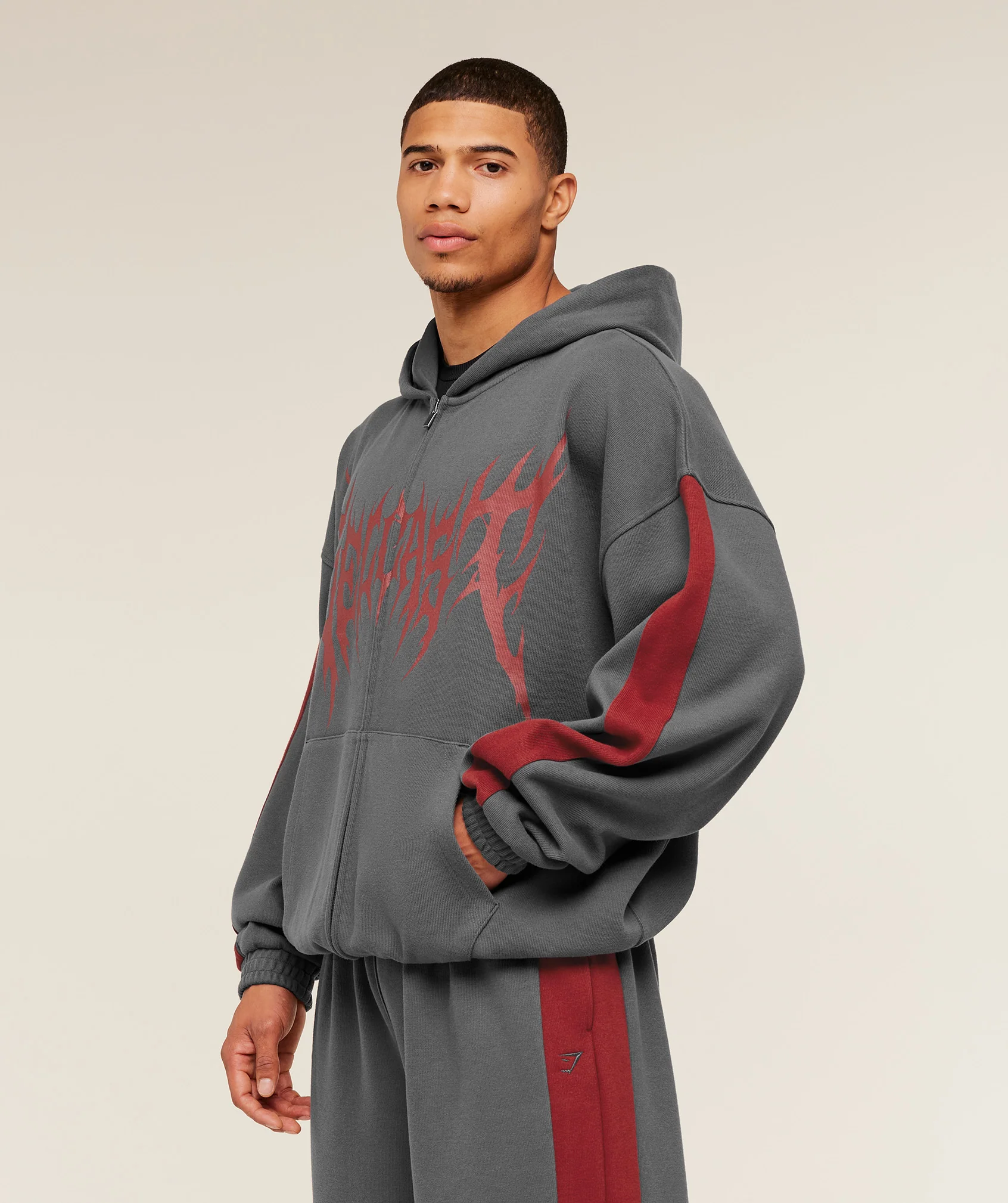 Gymshark x Carlos Belcast Zip Up Hoodie - Grey - Image 4