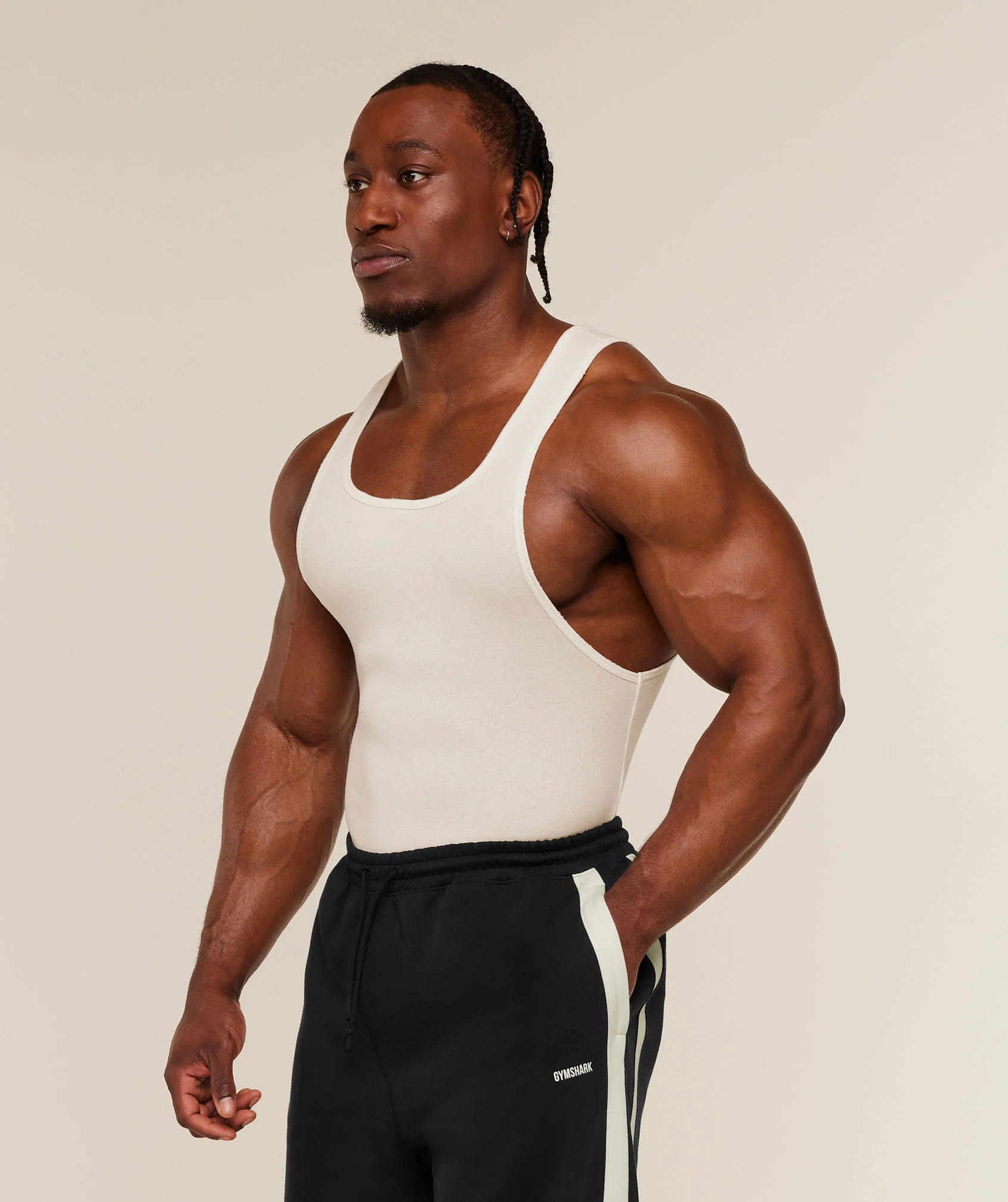 Gymshark x CBUM Ribbed Tank - Soft White - Image 3
