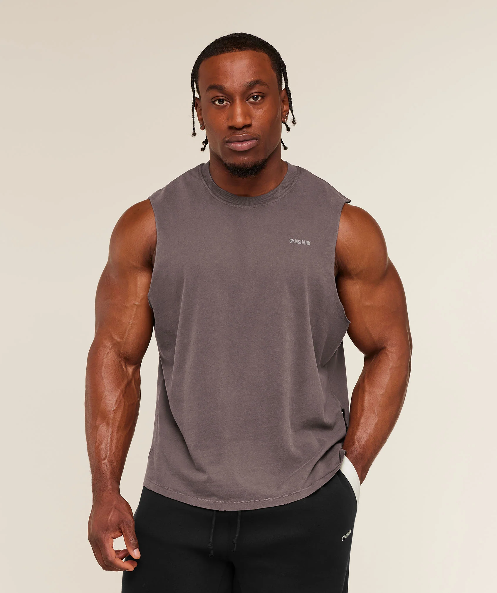 Gymshark x CBUM Washed Sleeveless T-Shirt - Greyed Purple - Image 3