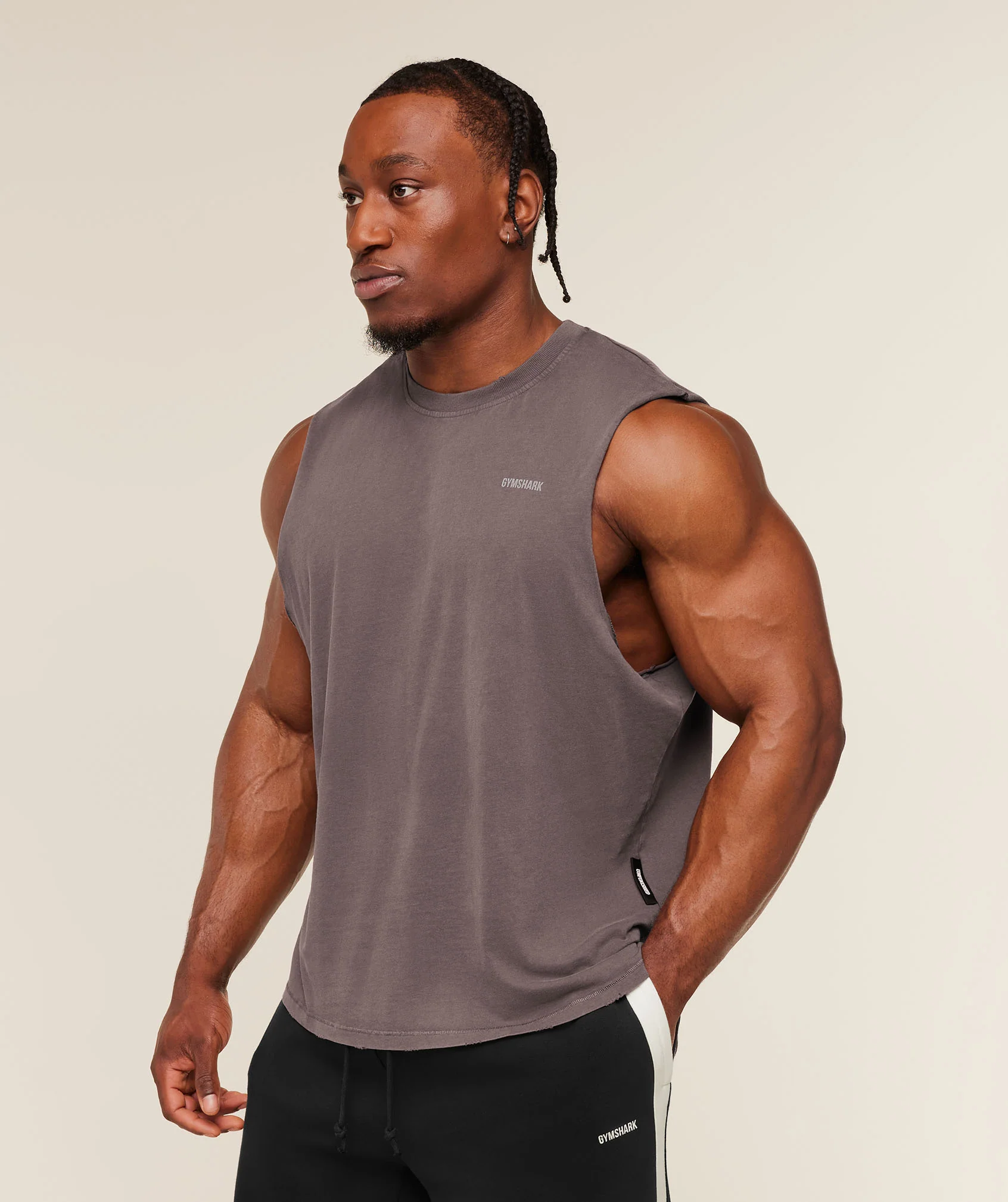 Gymshark x CBUM Washed Sleeveless T-Shirt - Greyed Purple - Image 4