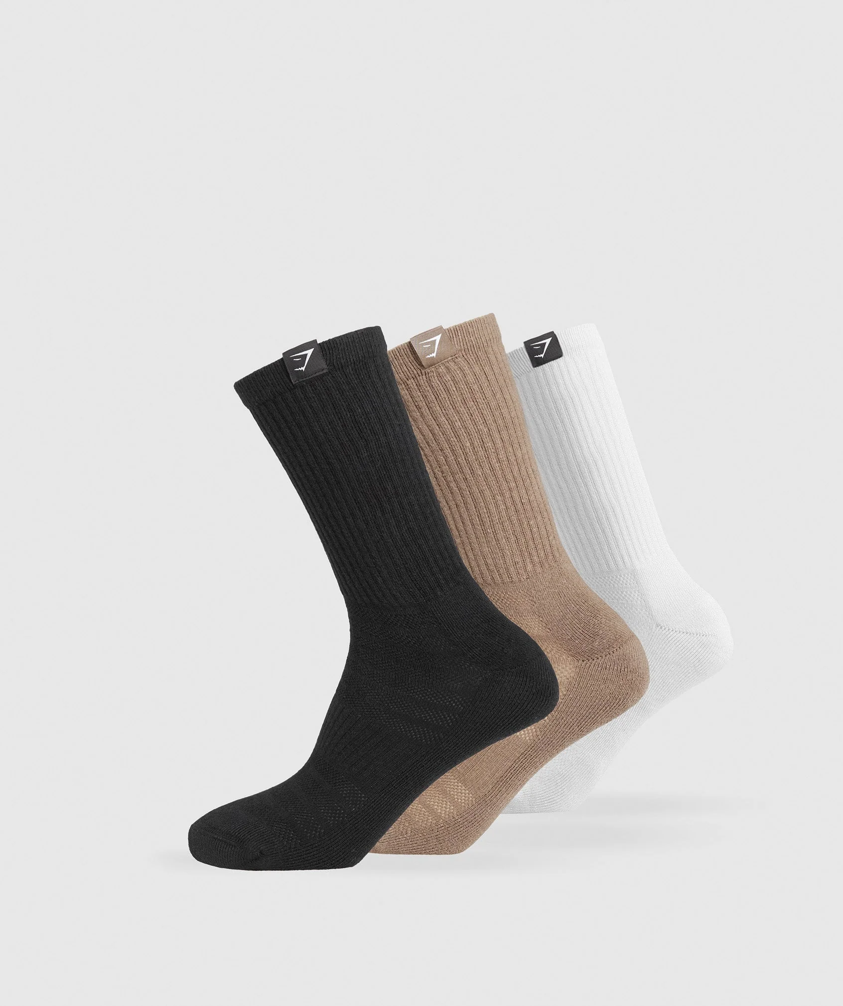 Gymshark x LD 3PK Socks - White/Soul Brown/Black