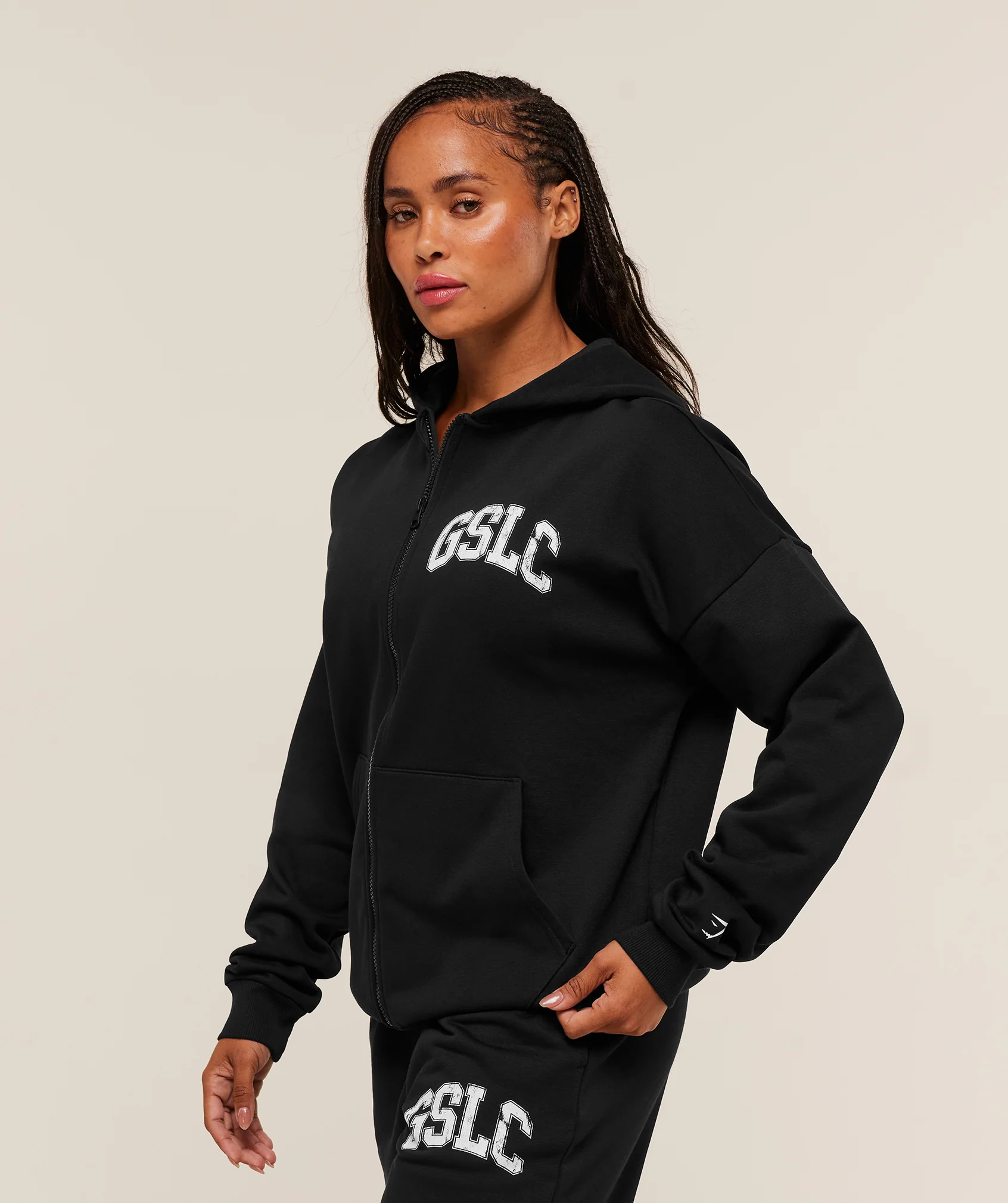 Gymshark GSLC Graphic Zip Up Hoodie - Black - Image 3
