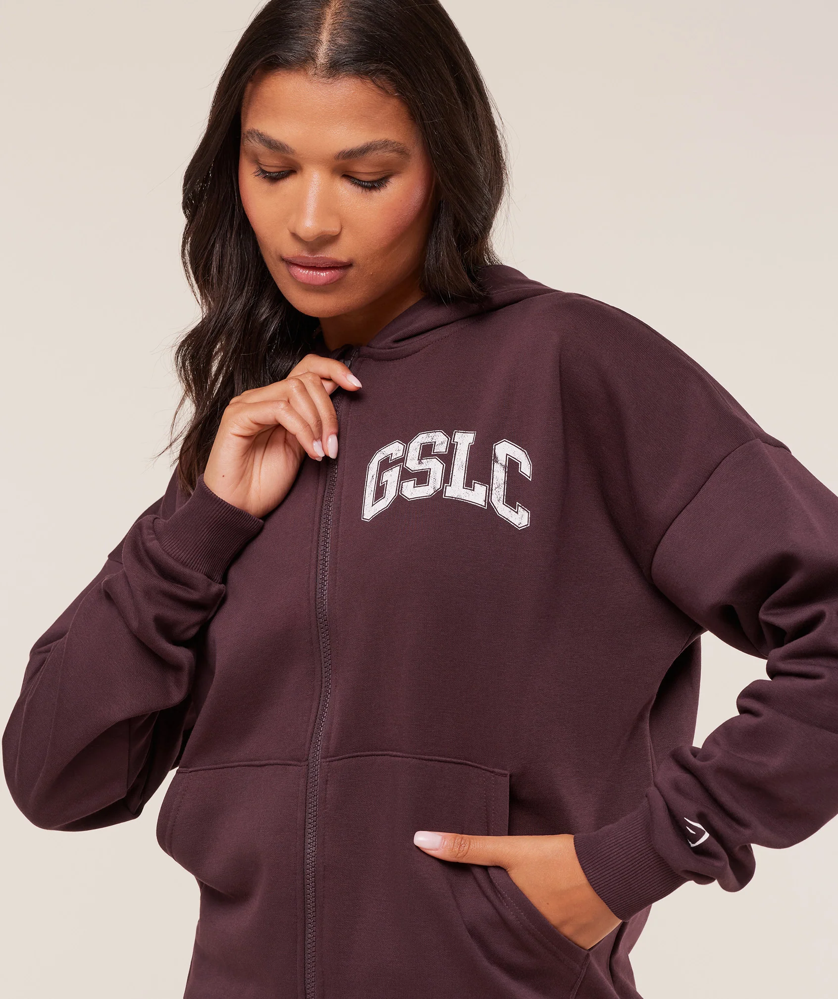 Gymshark GSLC Graphic Zip Up Hoodie - Cherry Purple - Image 4