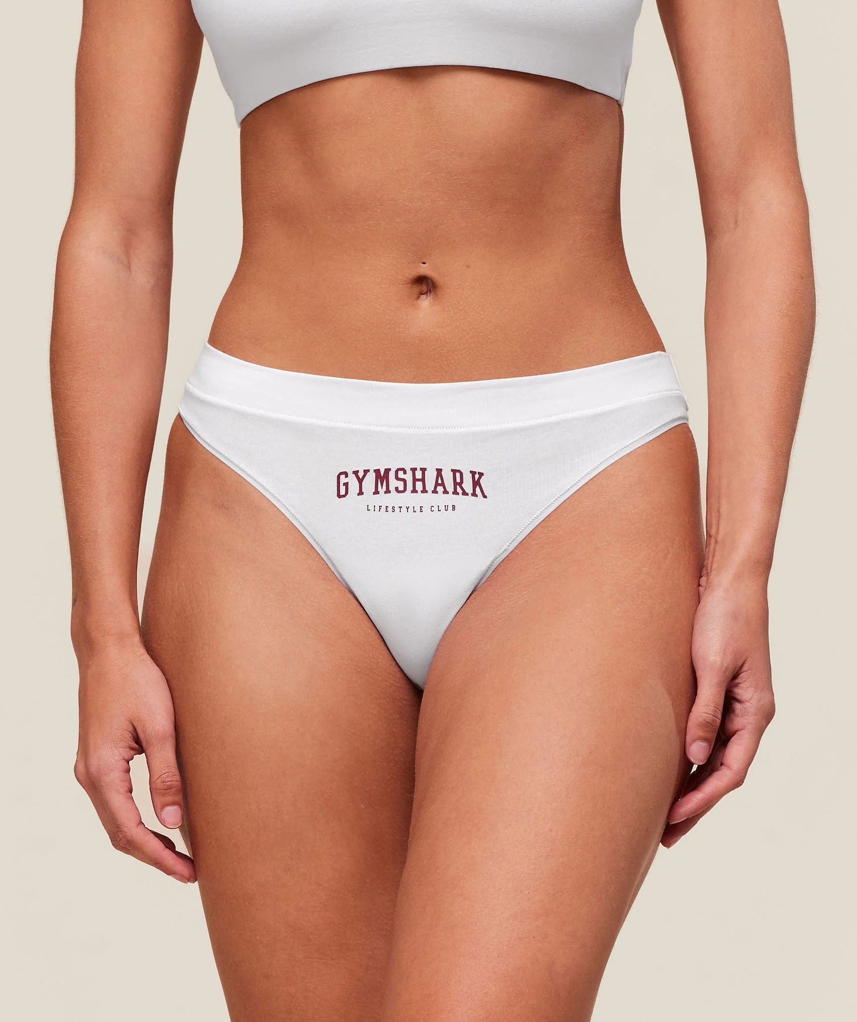 Gymshark Lifestyle Club Cotton Thong - White