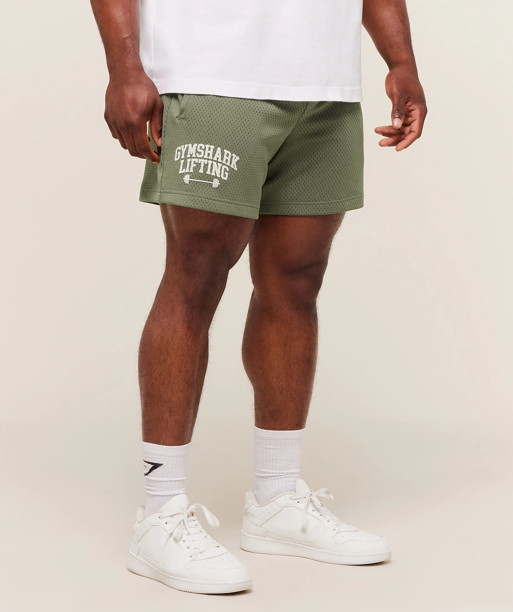 Gymshark Lifting Barbell Mesh 5" Shorts - Base Green - Image 3