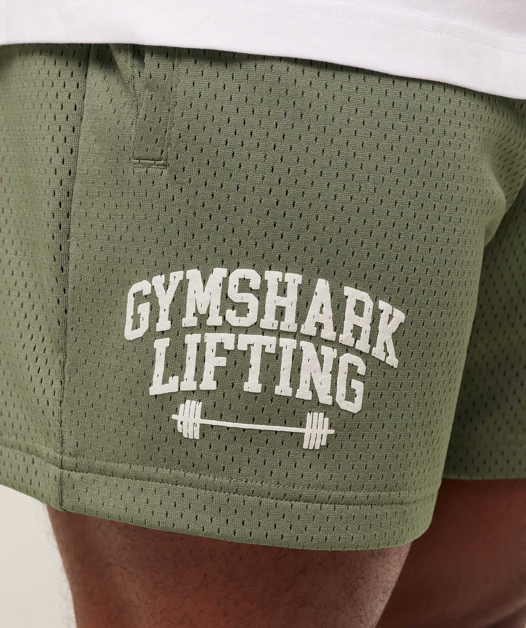 Gymshark Lifting Barbell Mesh 5" Shorts - Base Green - Image 5