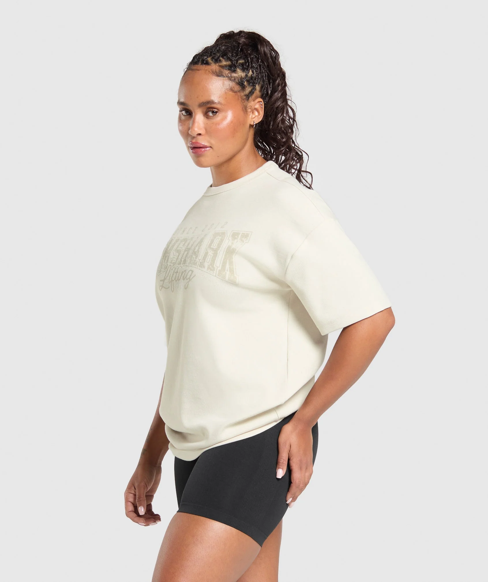 Gymshark Lifting Oversized Pump Cover - Oat White - Image 3