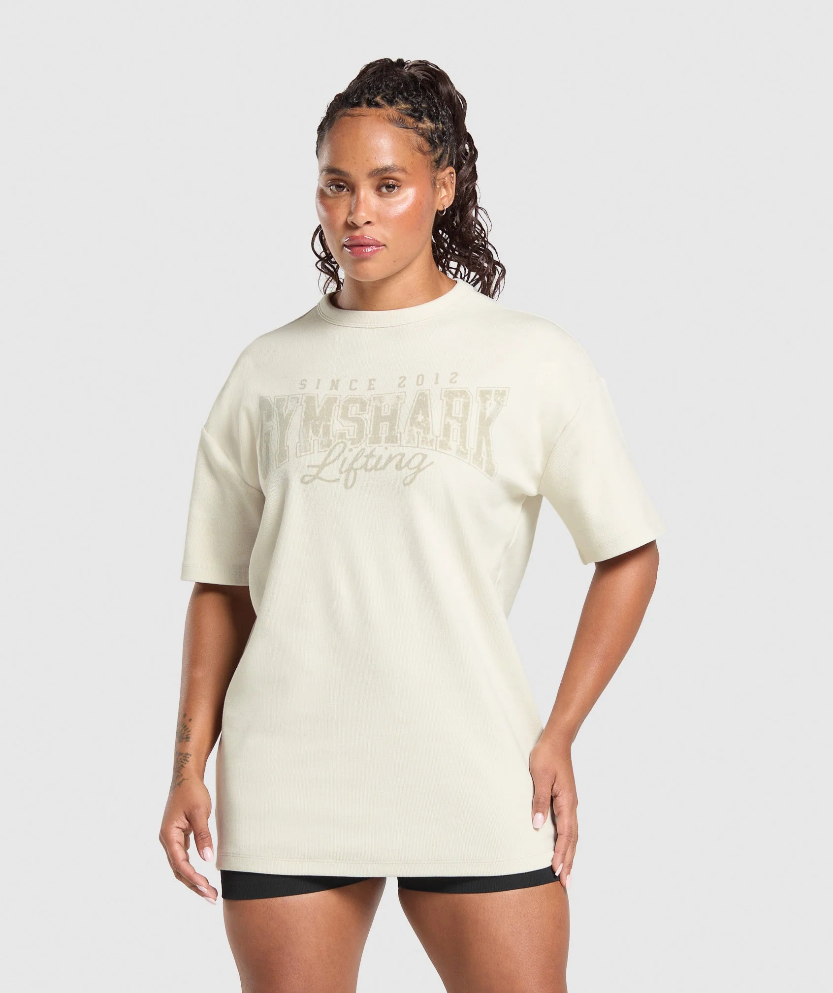 Gymshark Lifting Oversized Pump Cover - Oat White - Image 5