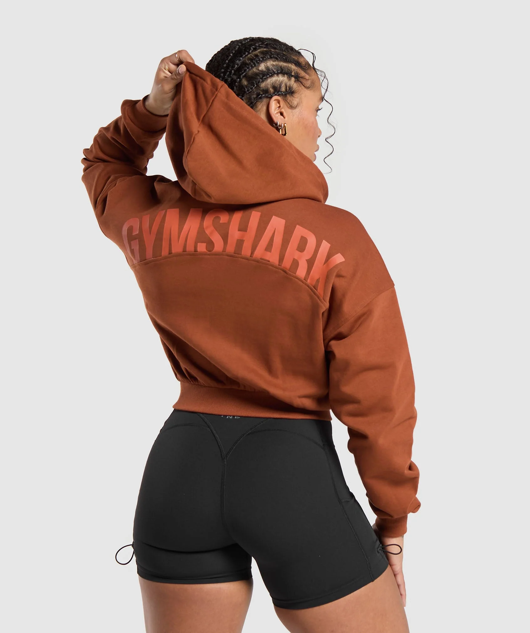 Gymshark Gymshark Power Midi Zip Hoodie - Copper Brown - Image 6