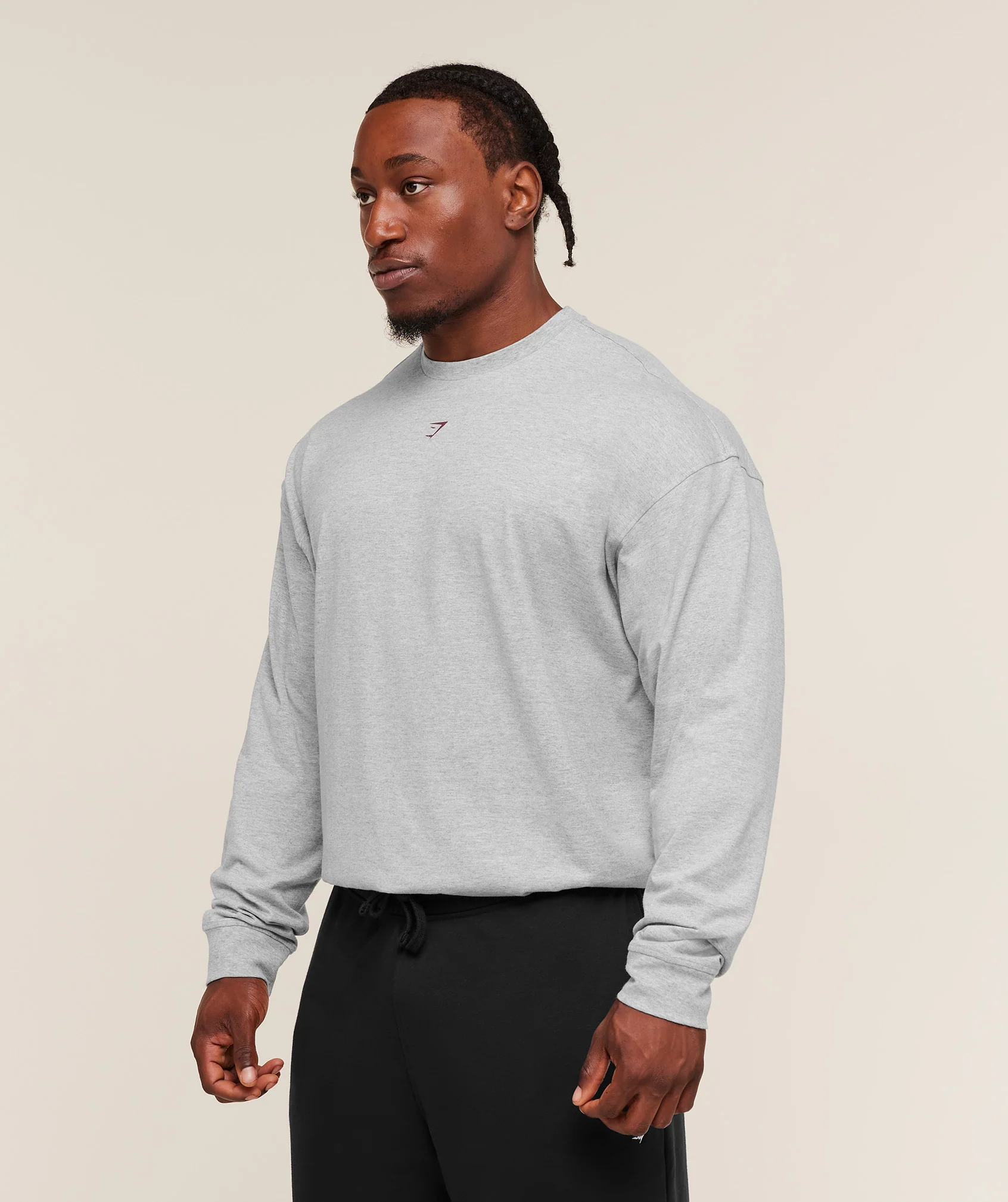 Gymshark Strength Long Sleeve T-Shirt - Light Grey Core Marl - Image 3