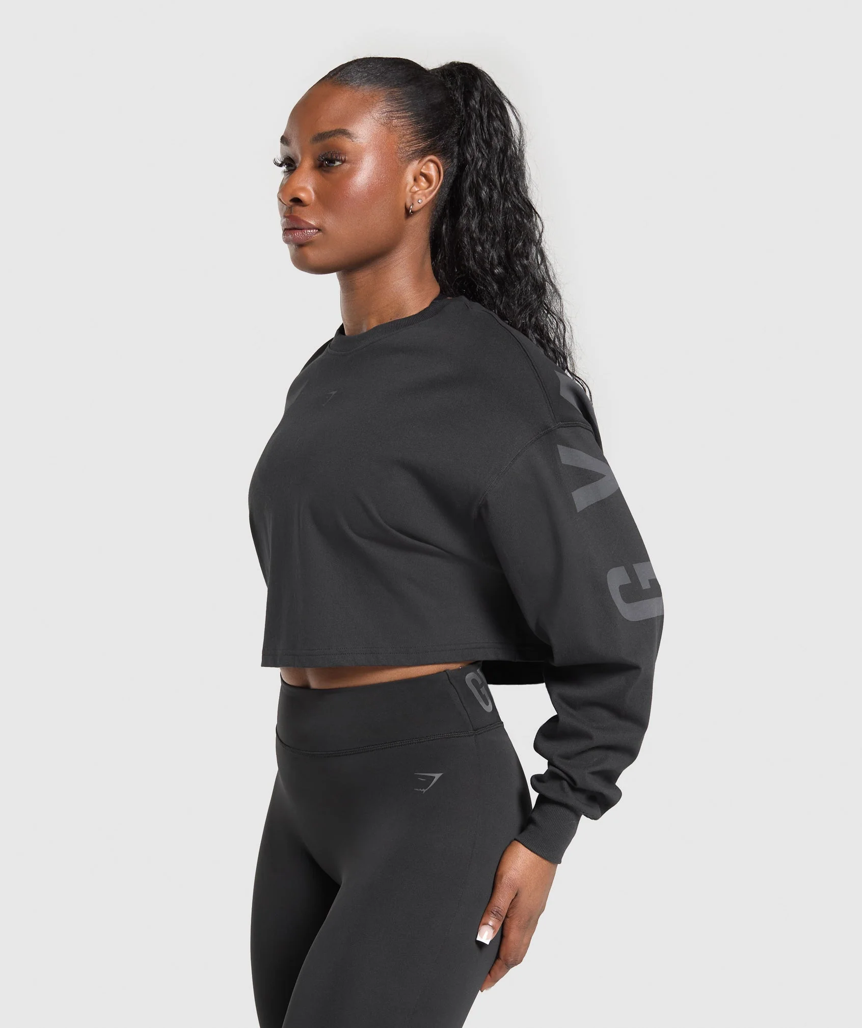Gymshark Wordmark Graphic Long Sleeve Top - Black - Image 4