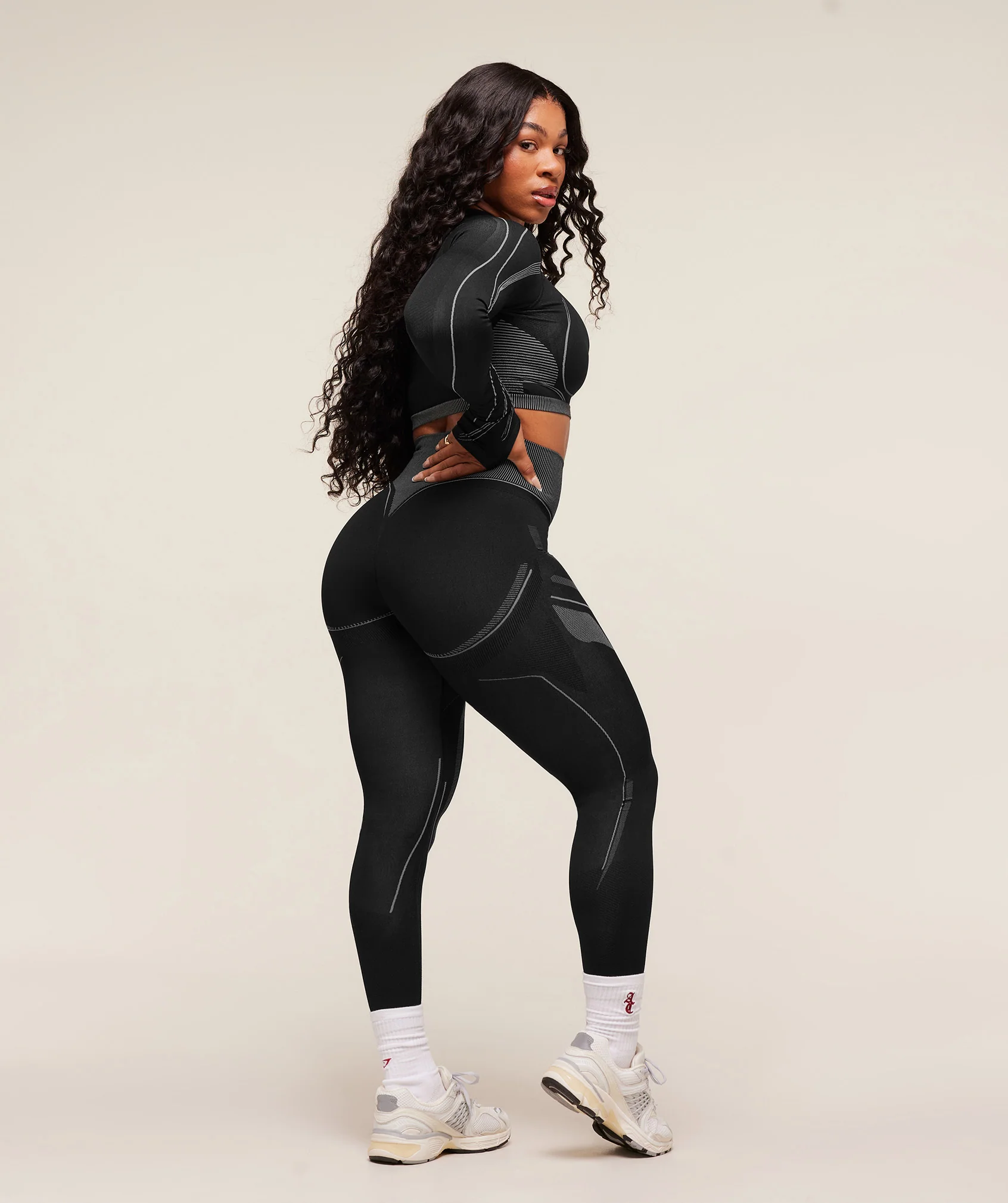 Gymshark x Analis Seamless Leggings - Black/Silver Grey - Image 5