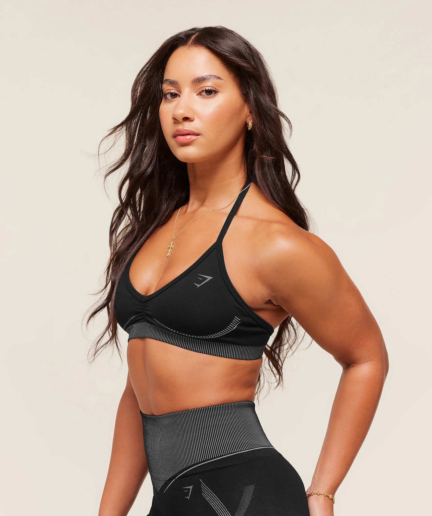 Gymshark x Analis Seamless Sports Bra - Black/Silver Grey - Image 3