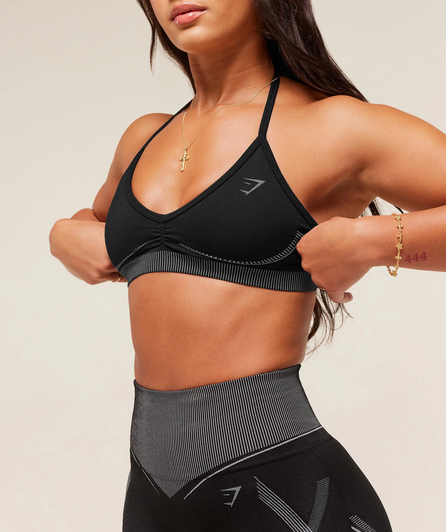 Gymshark x Analis Seamless Sports Bra - Black/Silver Grey - Image 4