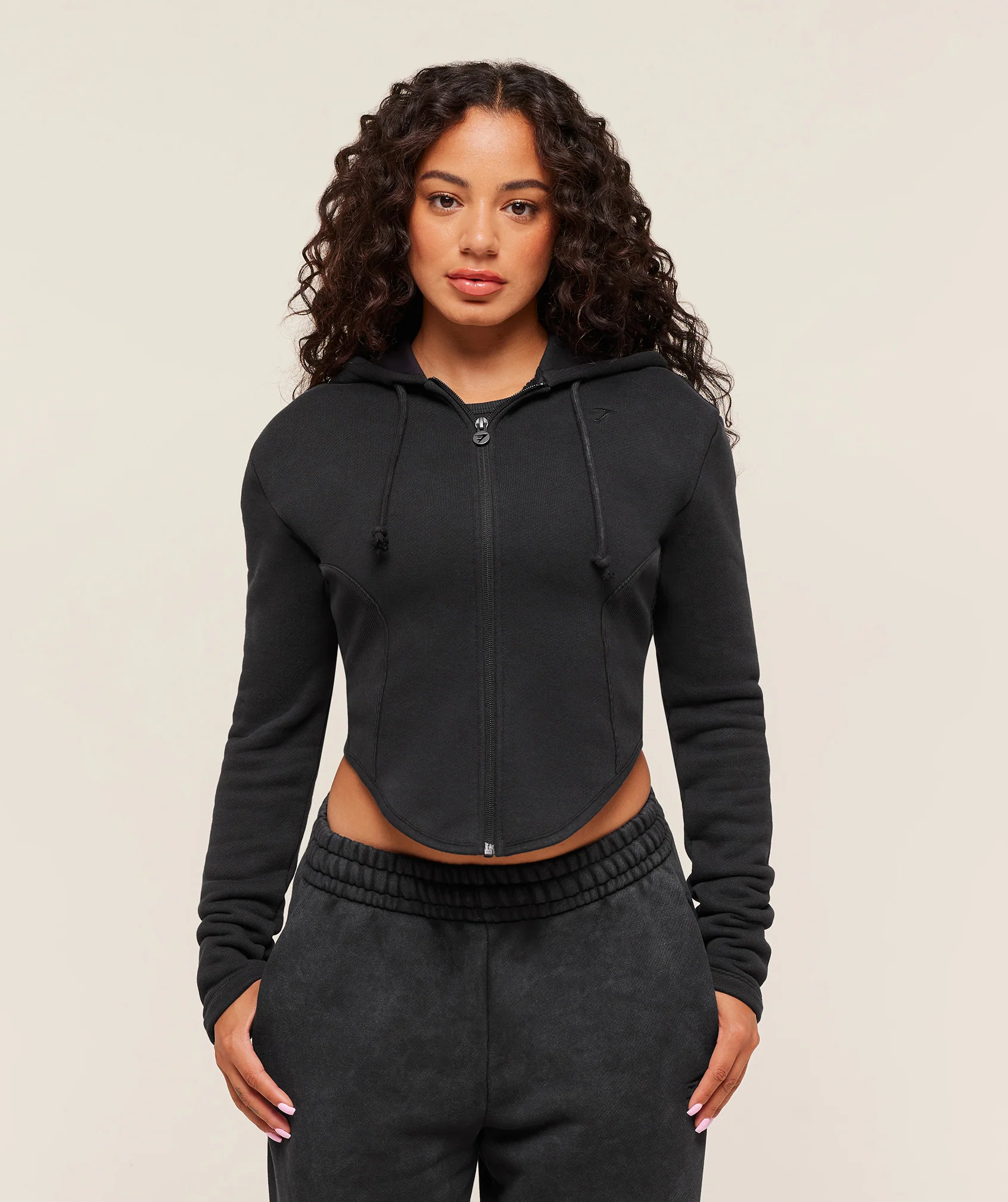 Gymshark x Analis Zip Up Hoodie - Black/Wash