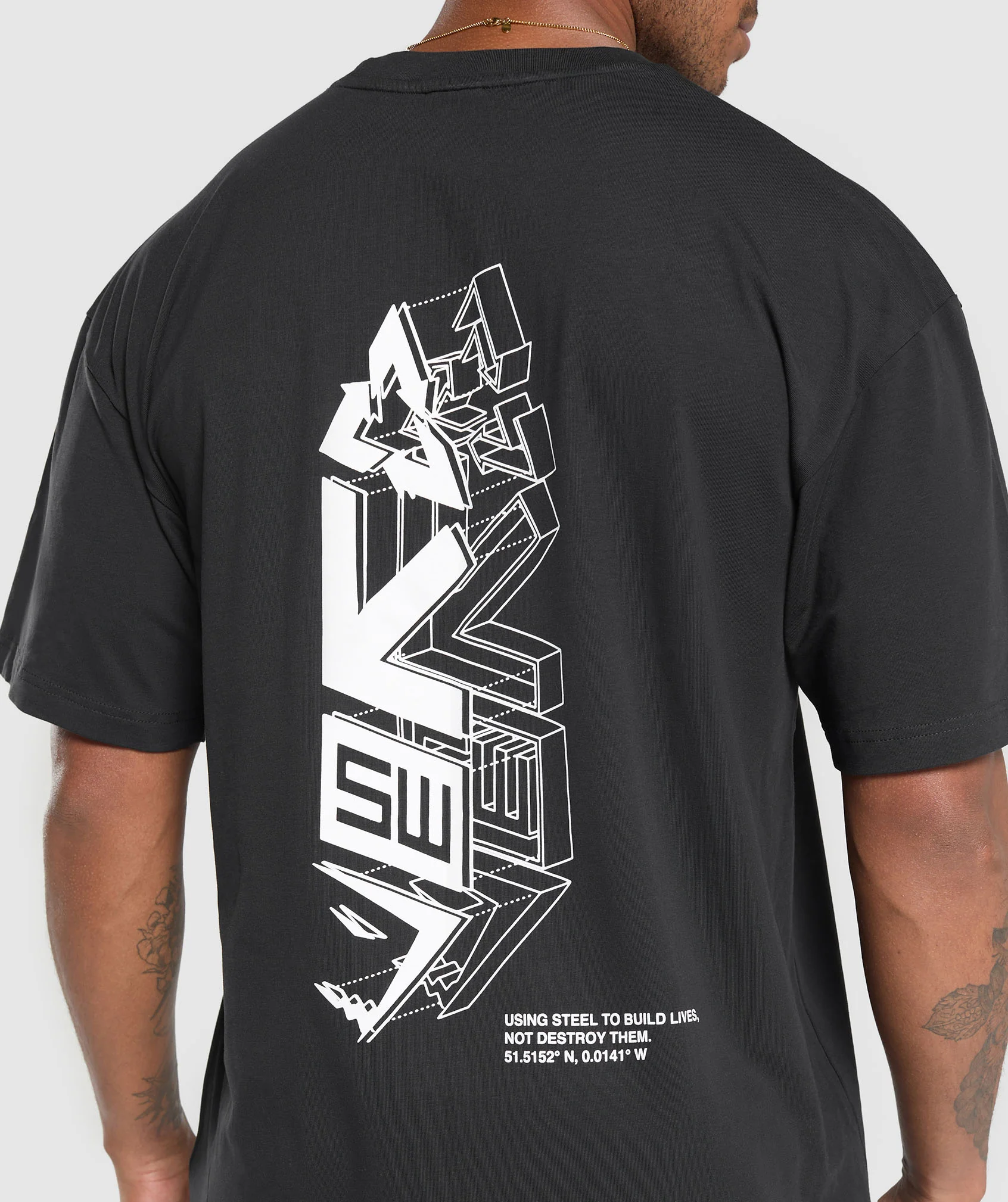 Gymshark x Steel Warriors Graphic Tee - Black - Image 5