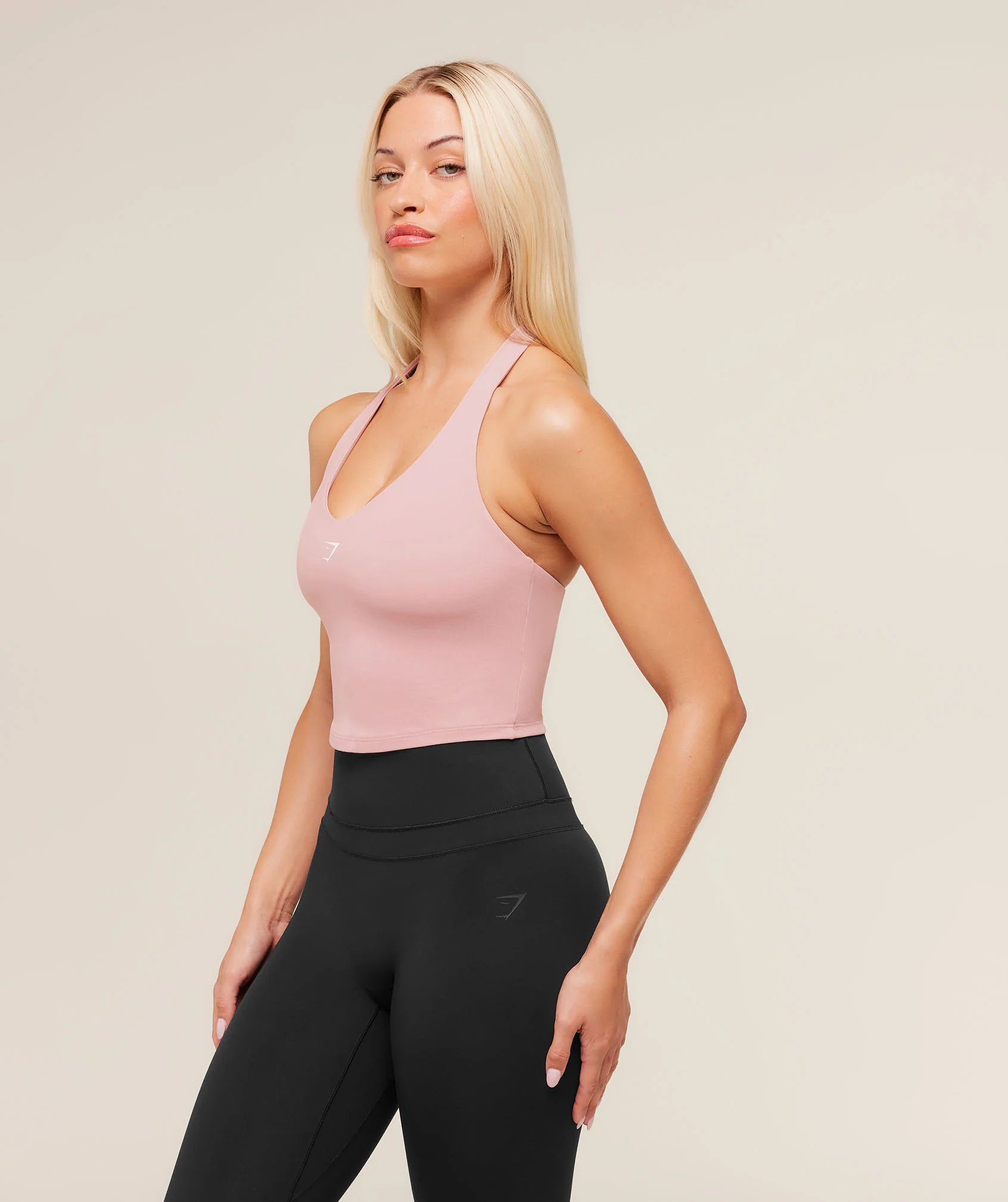 Gymshark Halter Neck Cami with Shelf - Cloud Pink - Image 3
