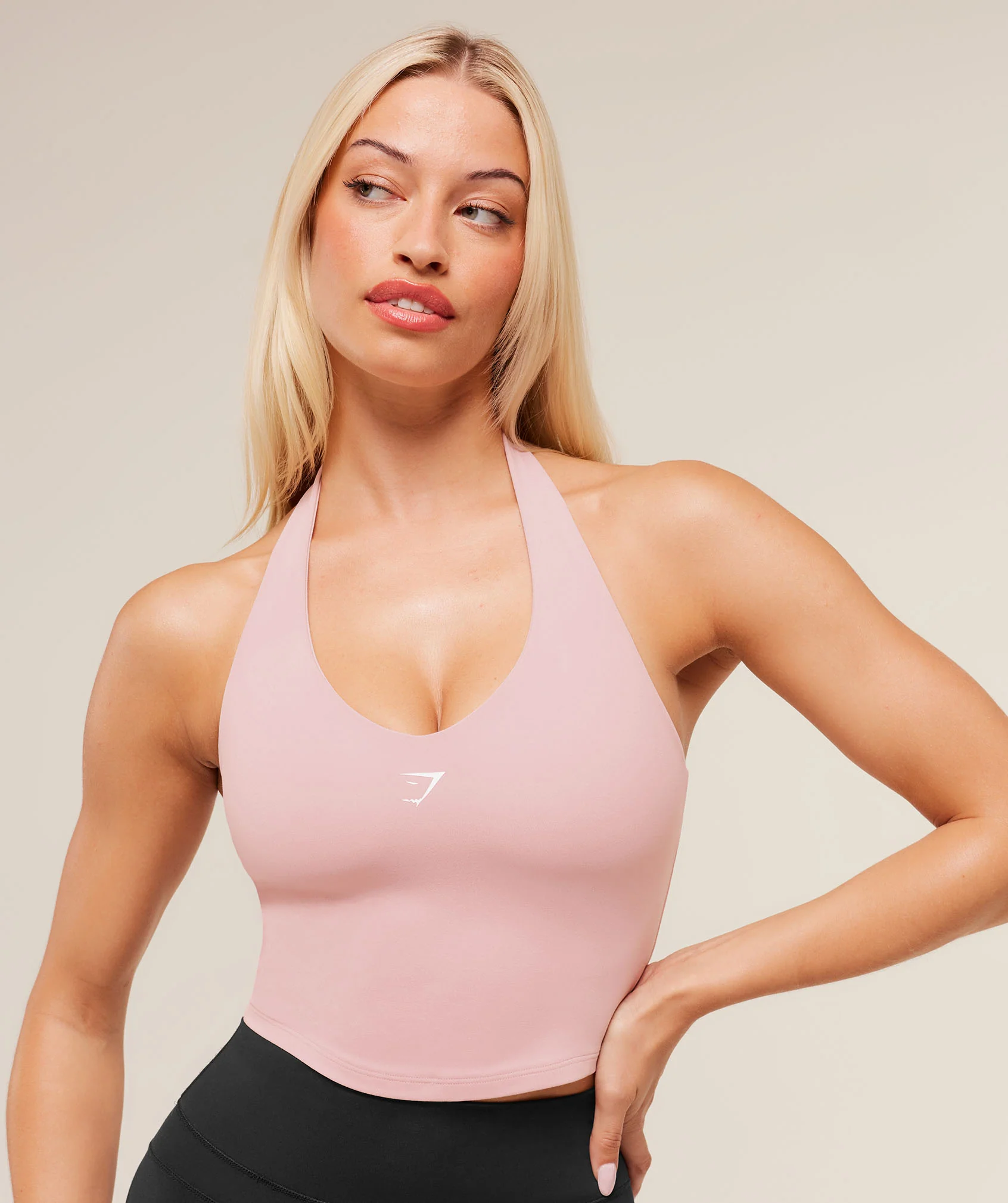 Gymshark Halter Neck Cami with Shelf - Cloud Pink - Image 5