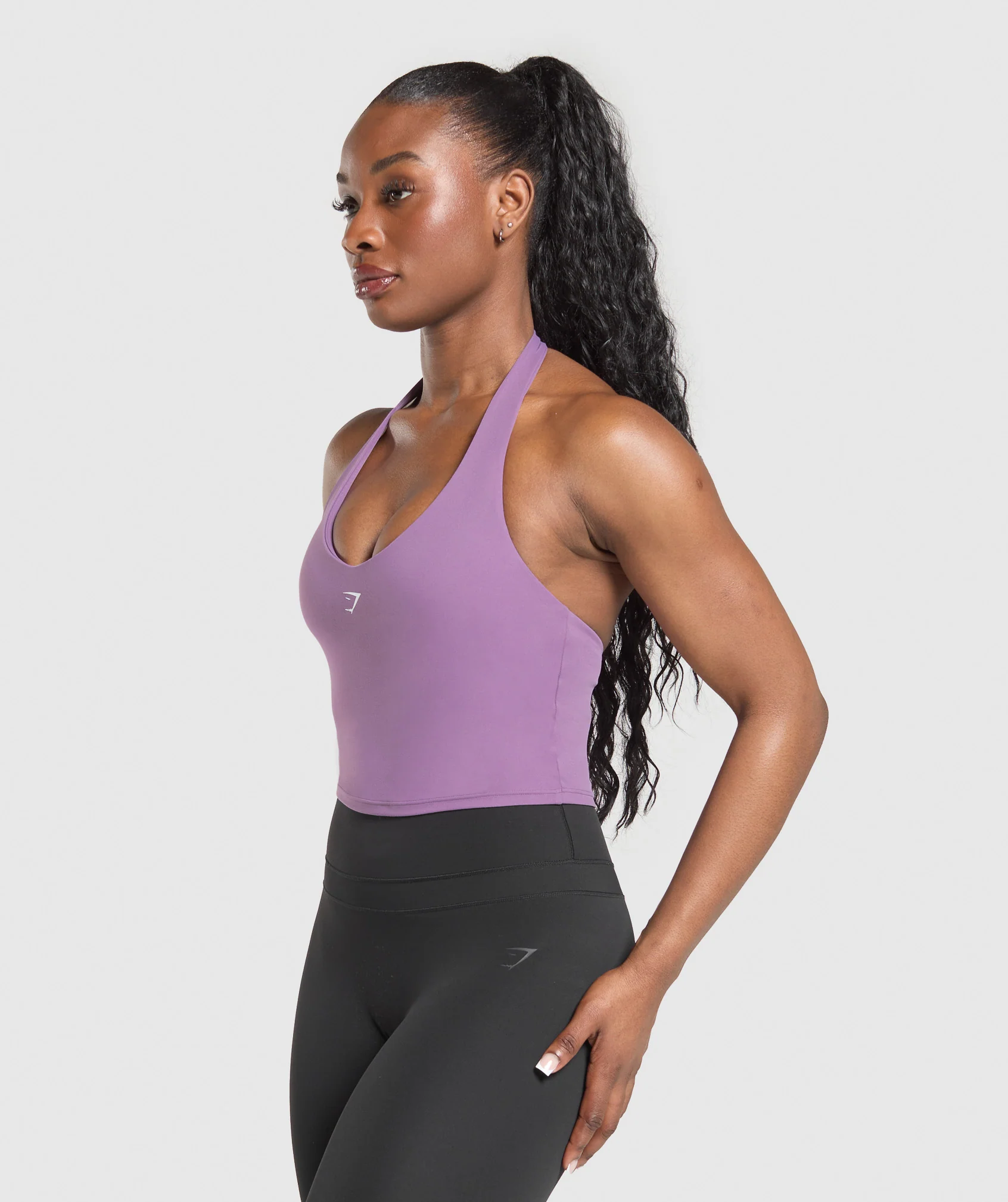 Gymshark Halter Neck Cami with Shelf - Mood Purple - Image 2