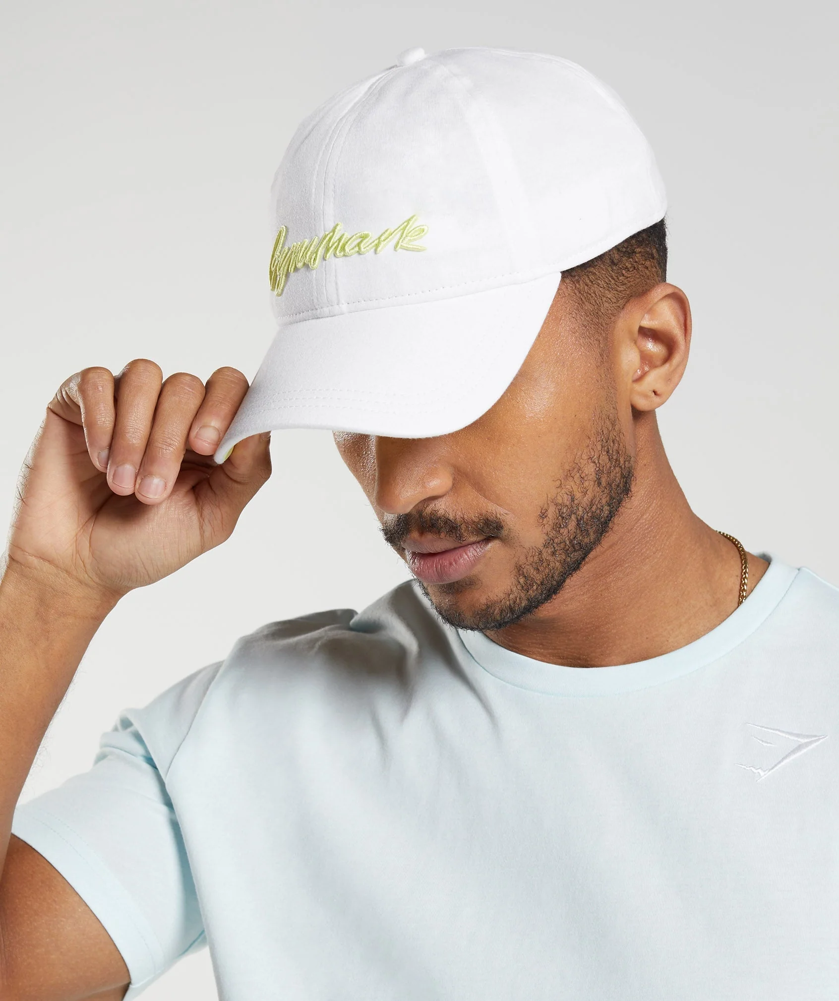 Gymshark Handwriting Baseball Cap - White/Firefly Green - Image 4