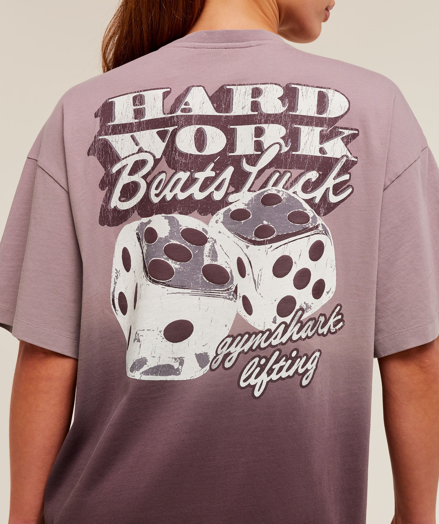 Gymshark Hard Work Dice Graphic Short Sleeve T-Shirt - Cherry Purple/Wash - Image 6