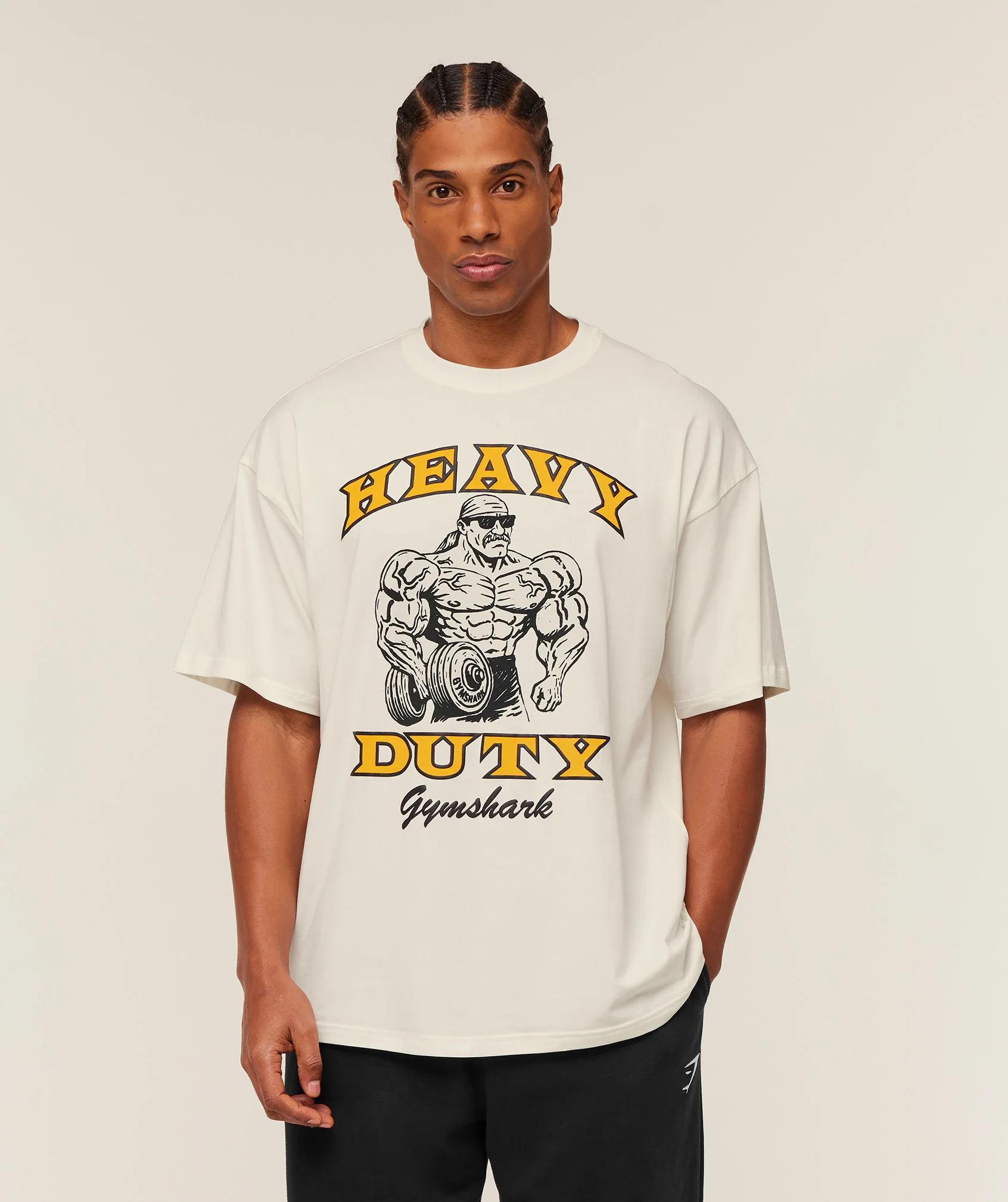 Gymshark Heavy Duty Bro Graphic T-Shirt - GS Soft White