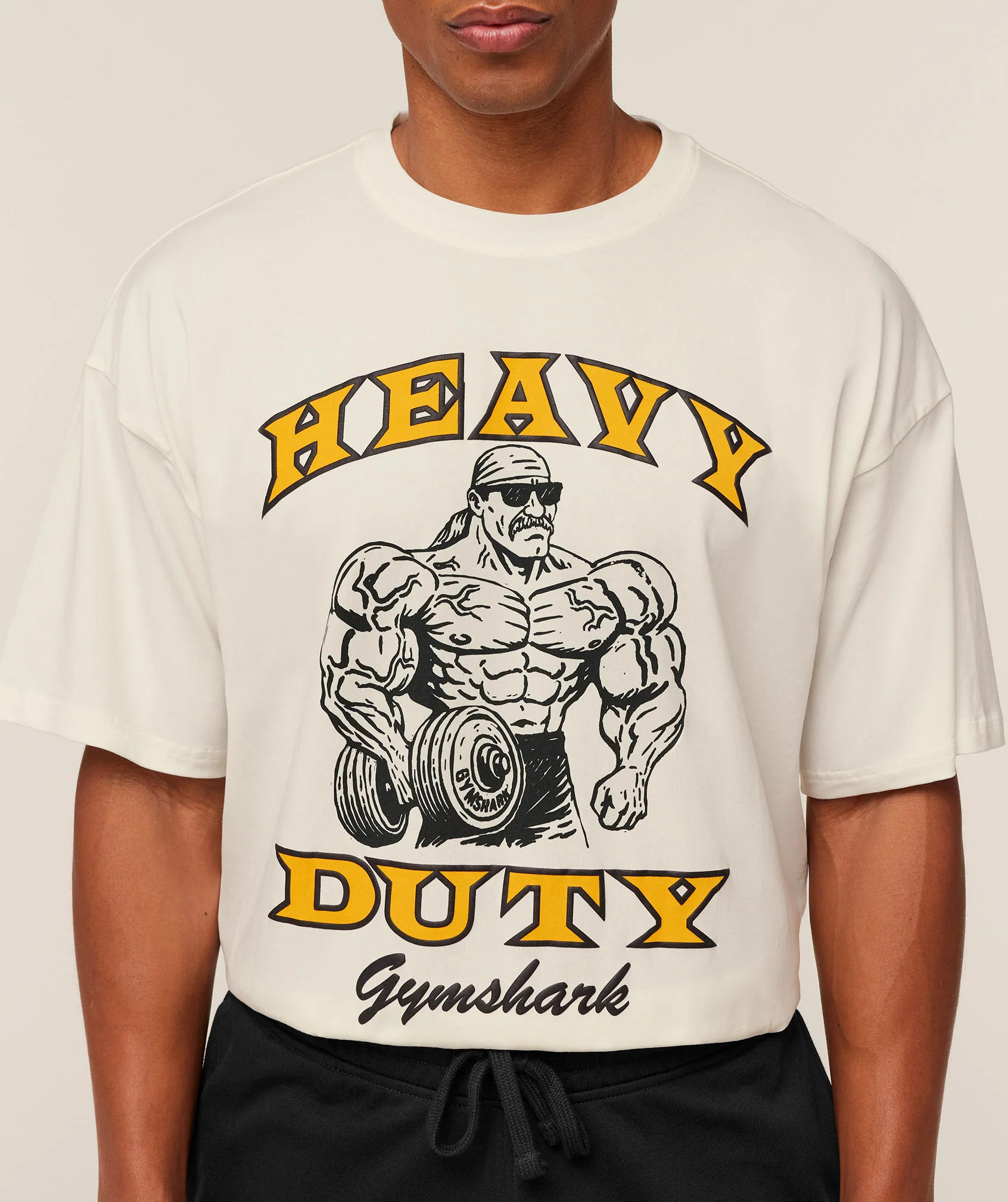 Gymshark Heavy Duty Bro Graphic T-Shirt - GS Soft White - Image 5