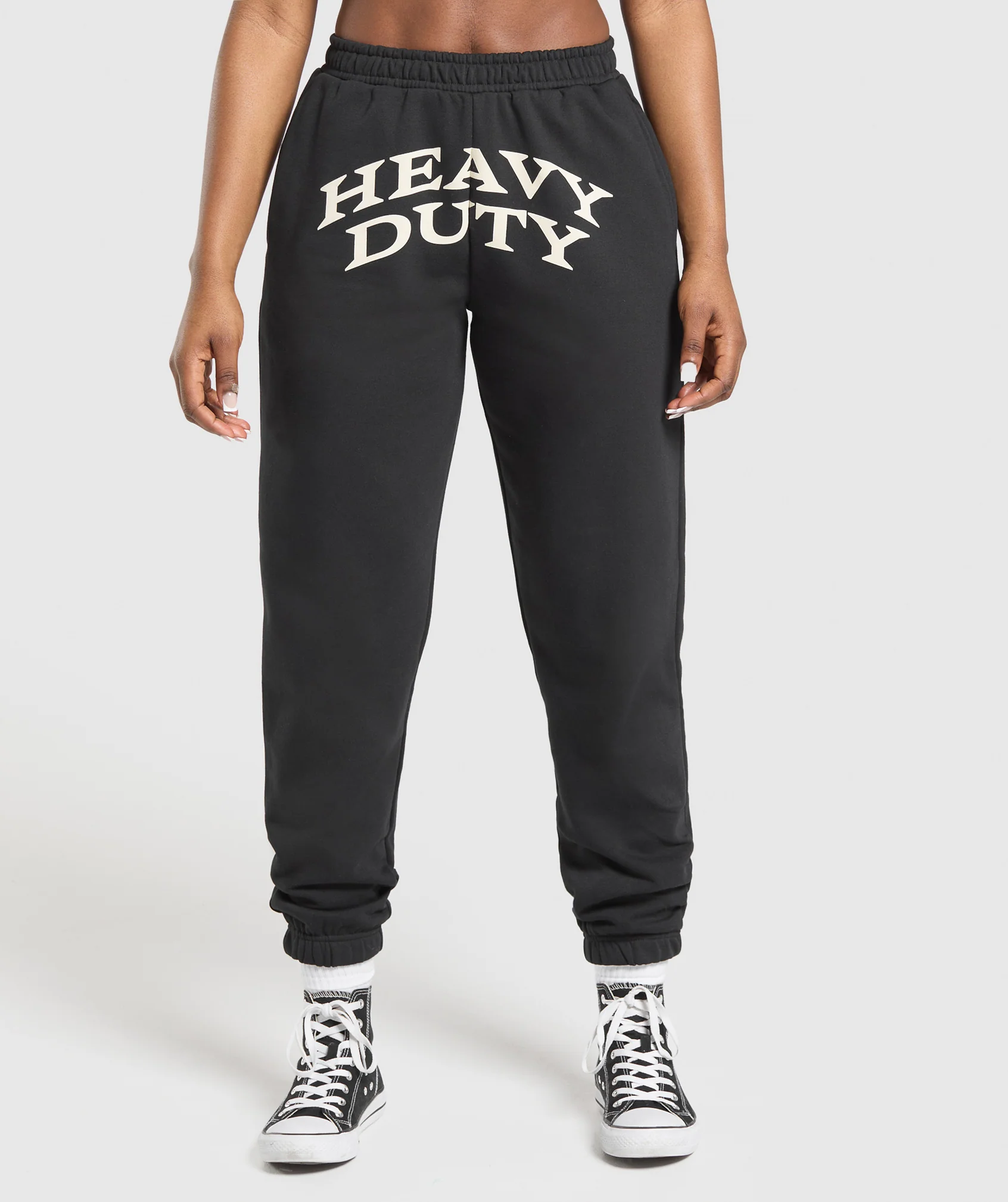 Gymshark Heavy Duty Graphic Loopback Joggers - Black