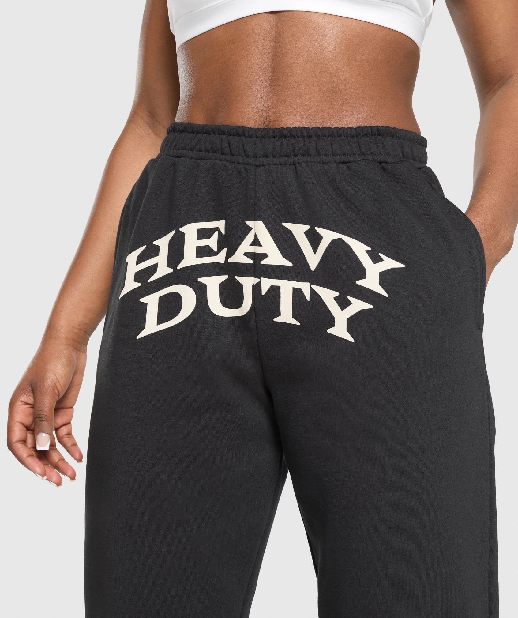 Gymshark Heavy Duty Graphic Loopback Joggers - Black - Image 4