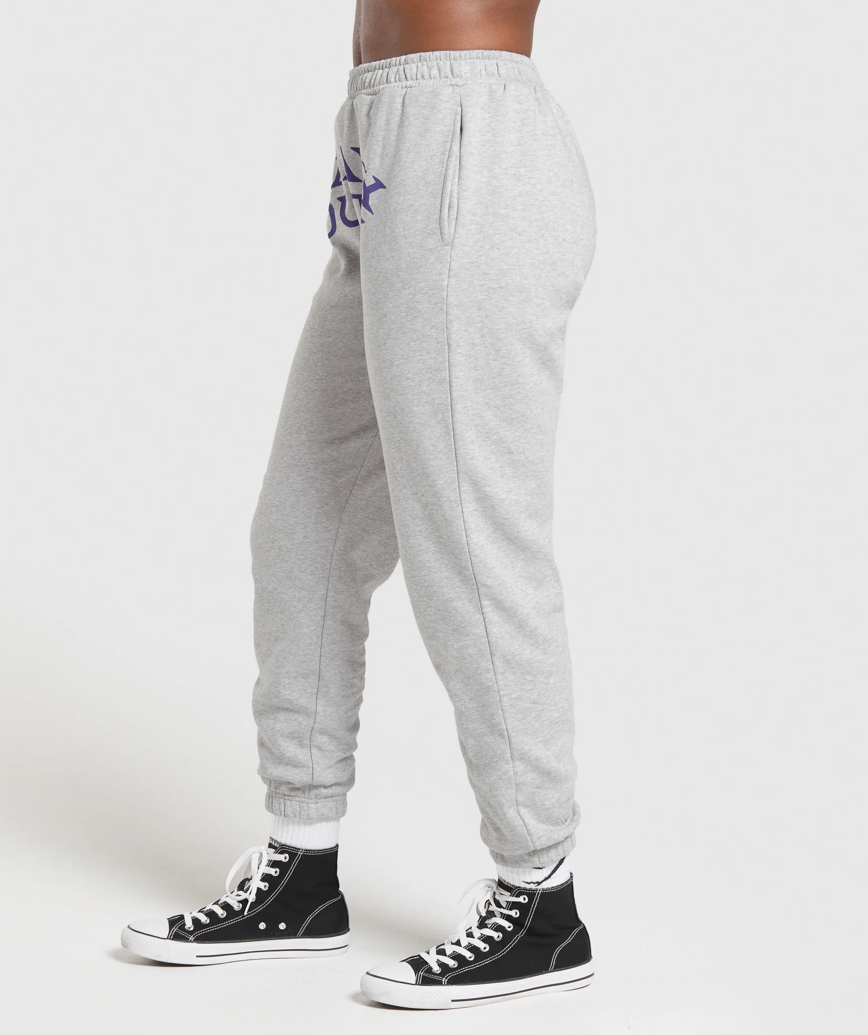 Gymshark Heavy Duty Graphic Loopback Joggers - Light Grey Core Marl - Image 3