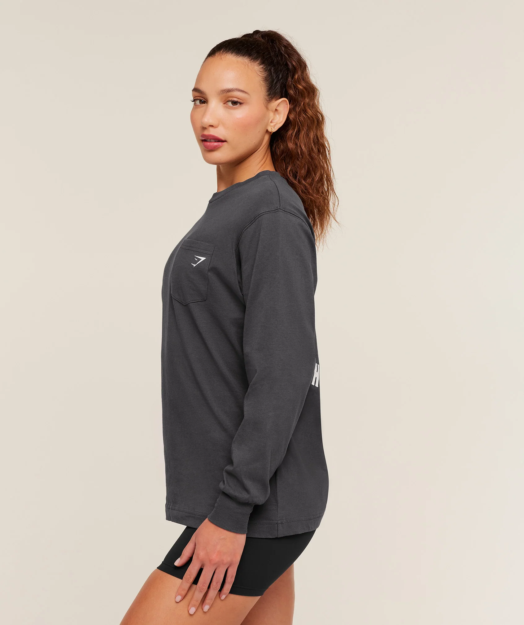 Gymshark Heavy Duty Oversized Long Sleeve T-Shirt - Onyx Grey - Image 3