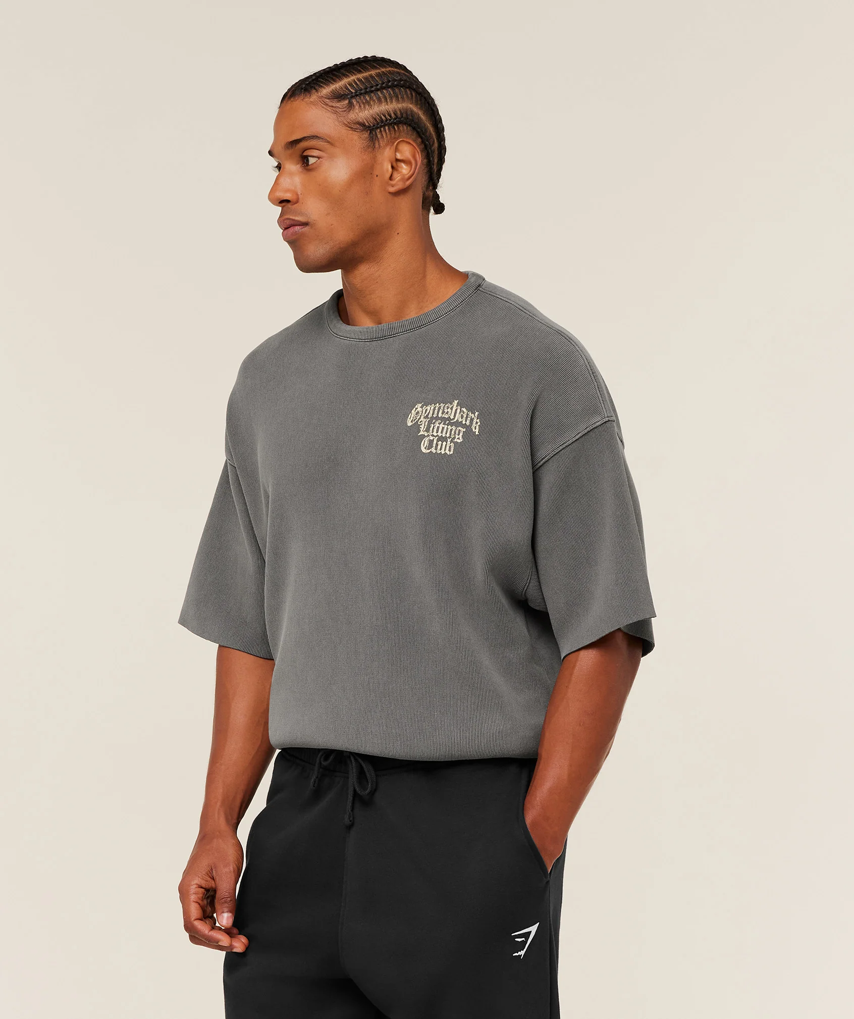 Gymshark Heavyweight Textured Graphic T-Shirt - Dark Grey - Image 3